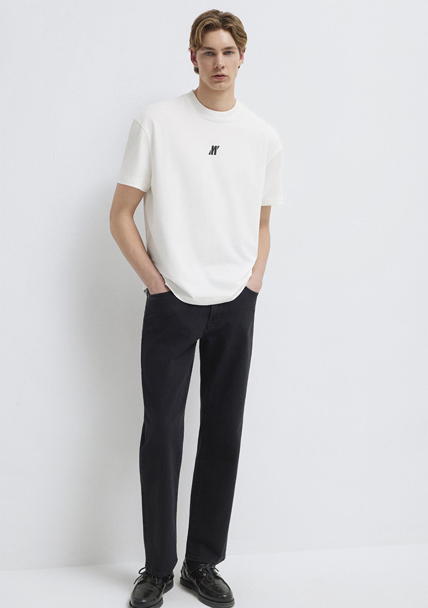 Mavi Mavi Pro Logo Ekru Tişört Loose Fit / Bol Rahat Kesim 0612745-70057