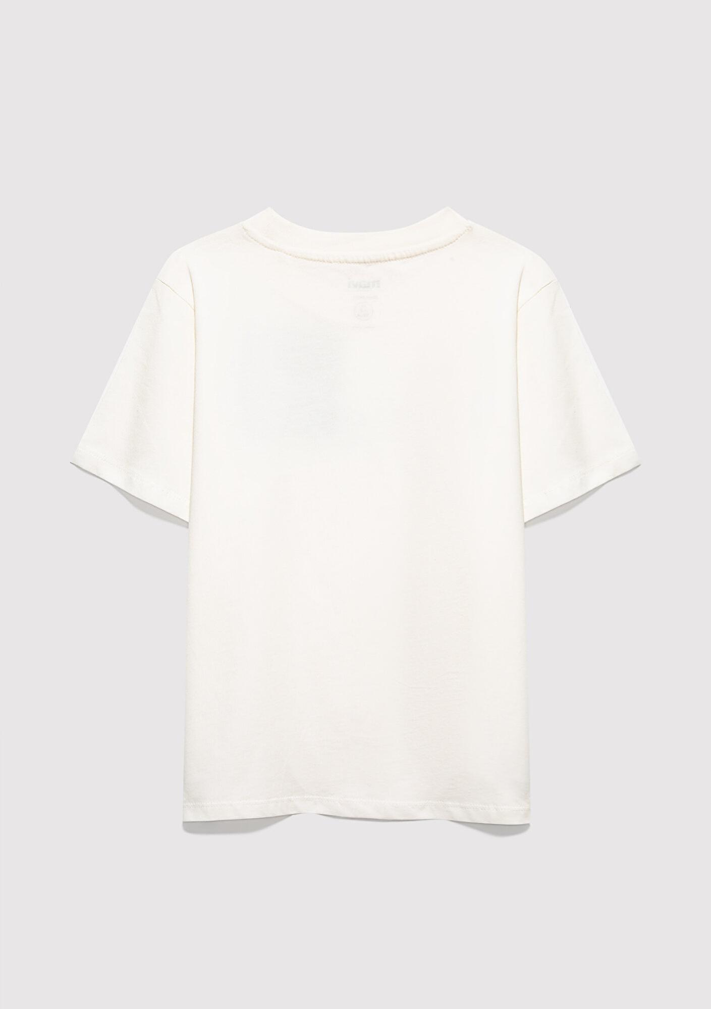 Mavi Mavi Logo Kedi Baskılı Ekru Tişört Regular Fit / Normal Kesim 7610338-70057