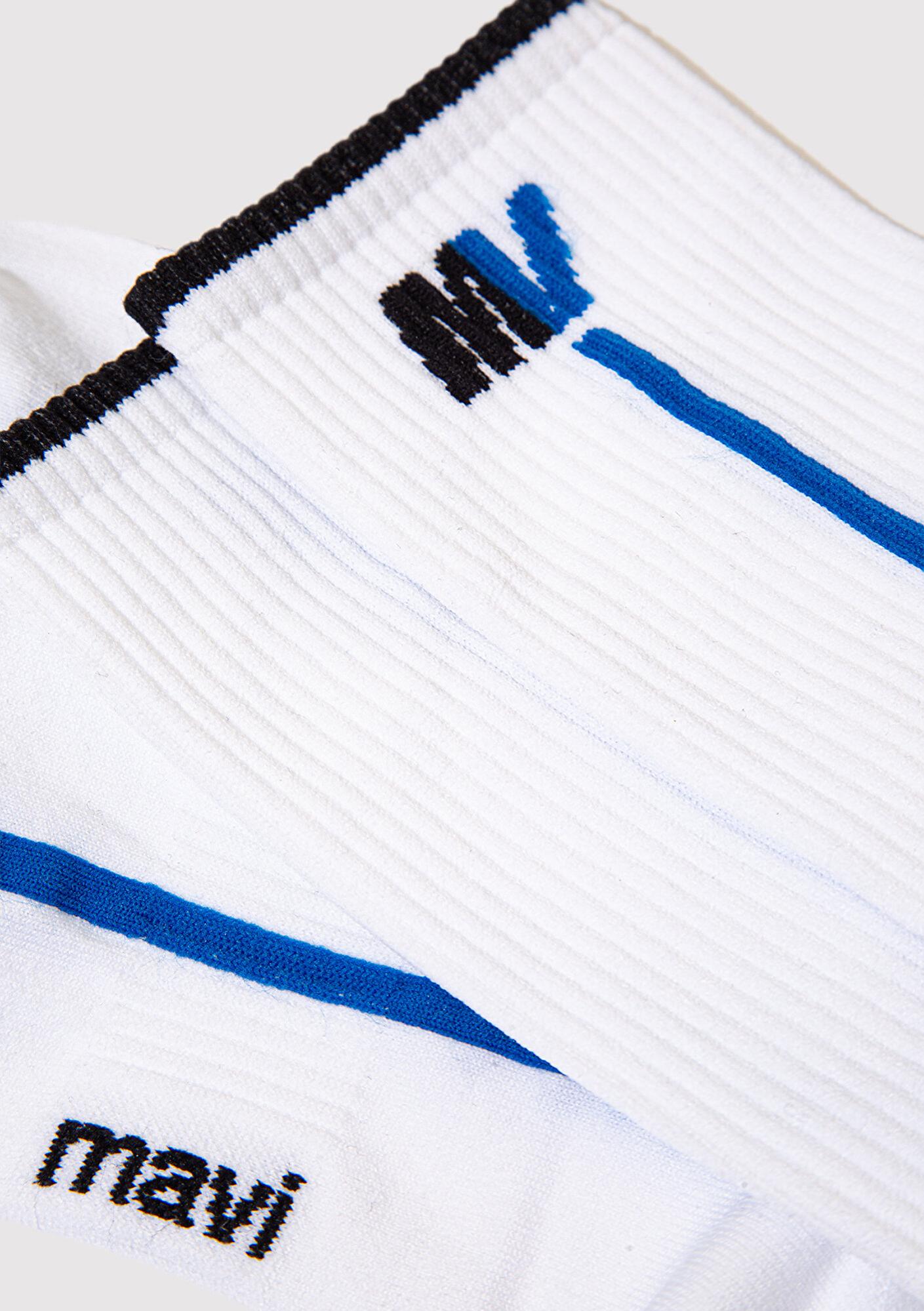 Mavi MV Baskılı Beyaz Soket Çorap 0911746-20843