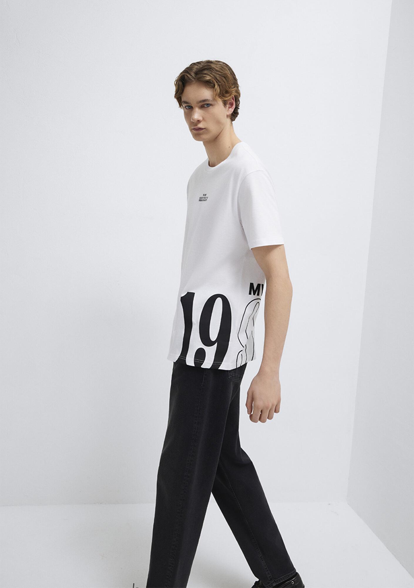 Mavi 1991 Baskılı Beyaz Tişört Loose Fit / Bol Rahat Kesim 0612539-620