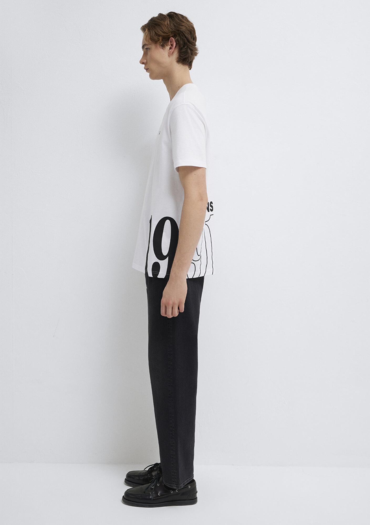 Mavi 1991 Baskılı Beyaz Tişört Loose Fit / Bol Rahat Kesim 0612539-620