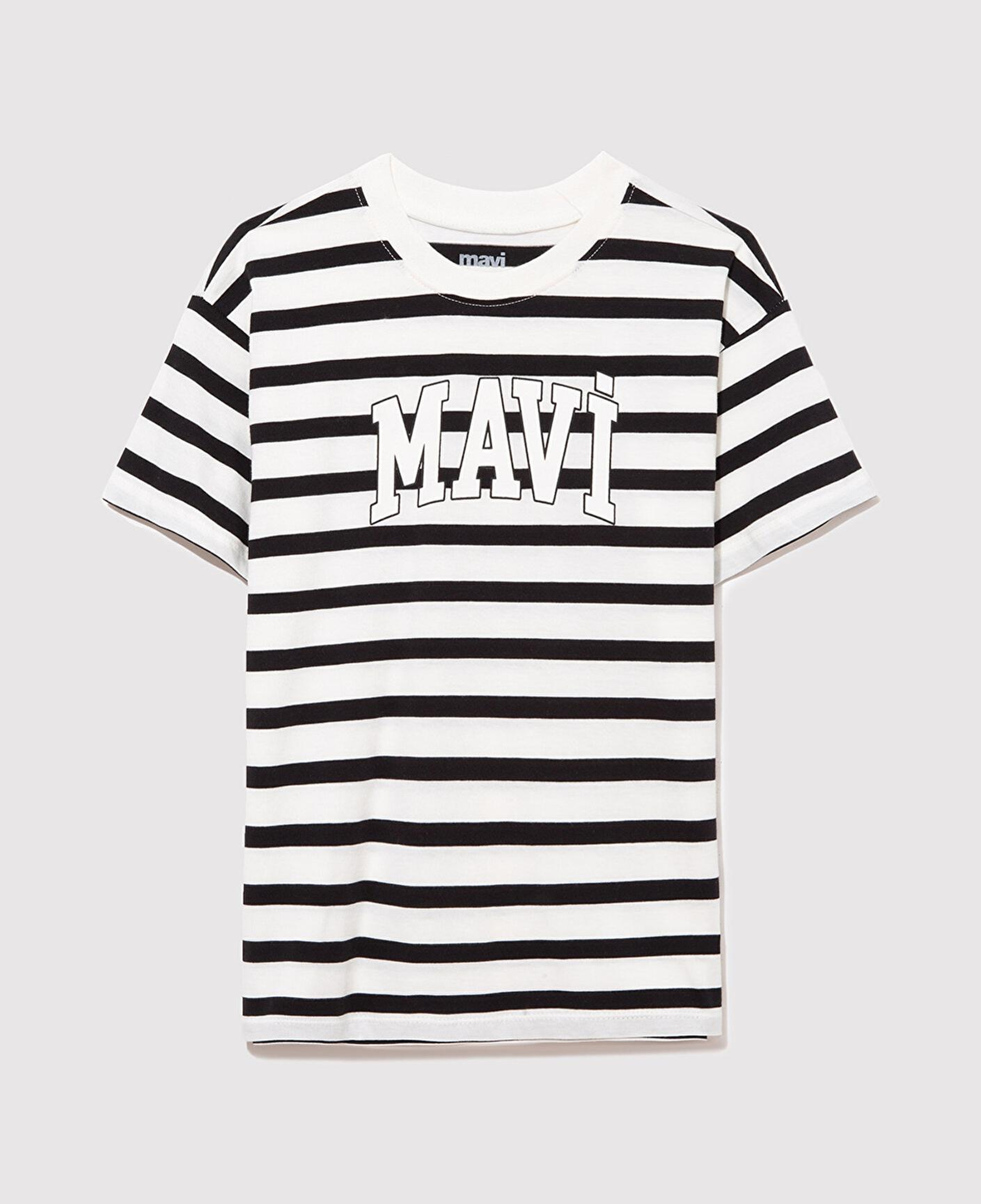Mavi Mavi Logo Baskılı Siyah Çizgili Tişört Regular Fit / Normal Kesim 6610251-84041