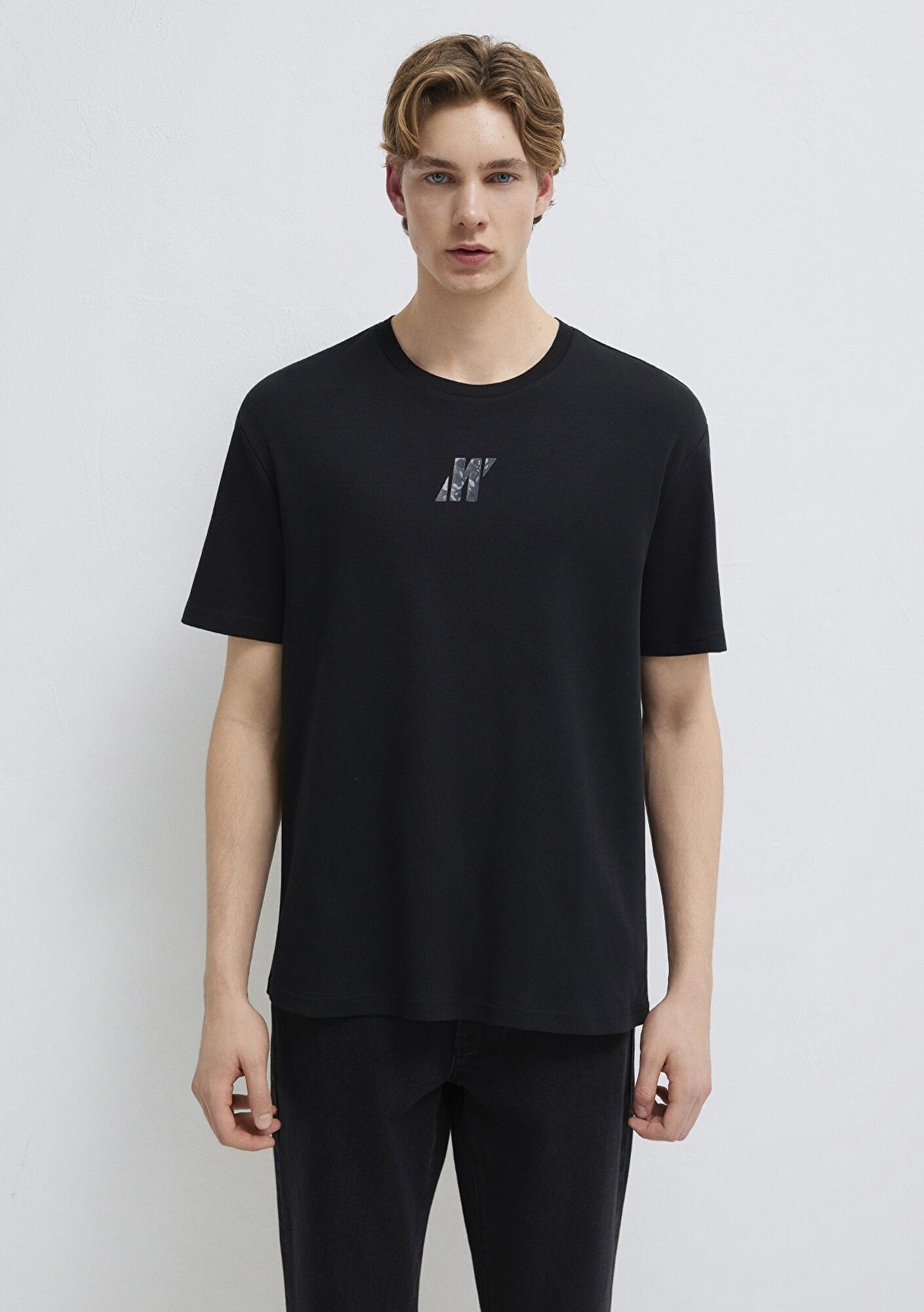 Mavi Mavi Pro Logo Baskılı Siyah Tişört Loose Fit / Bol Rahat Kesim 0612189-900