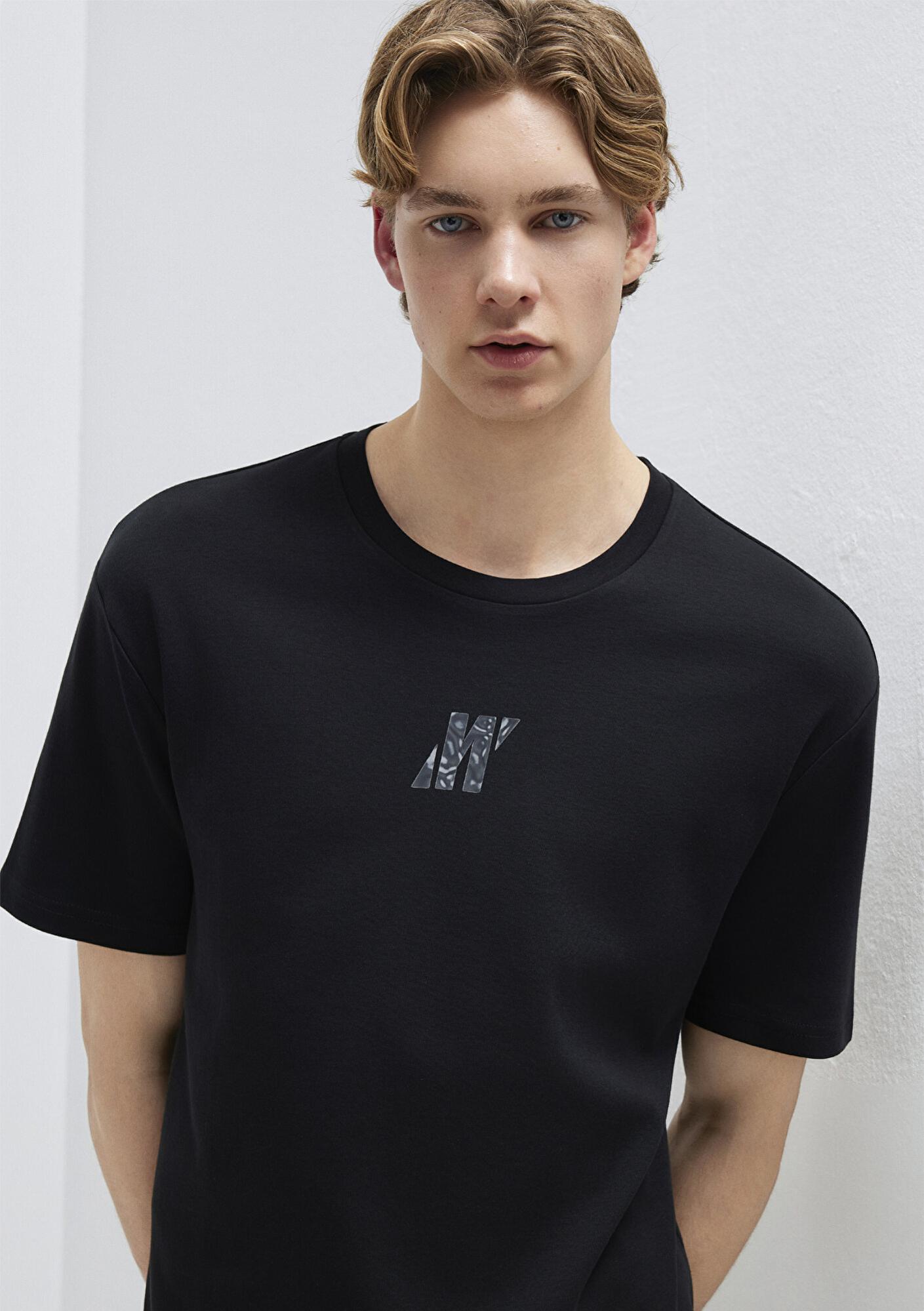 Mavi Mavi Pro Logo Baskılı Siyah Tişört Loose Fit / Bol Rahat Kesim 0612189-900