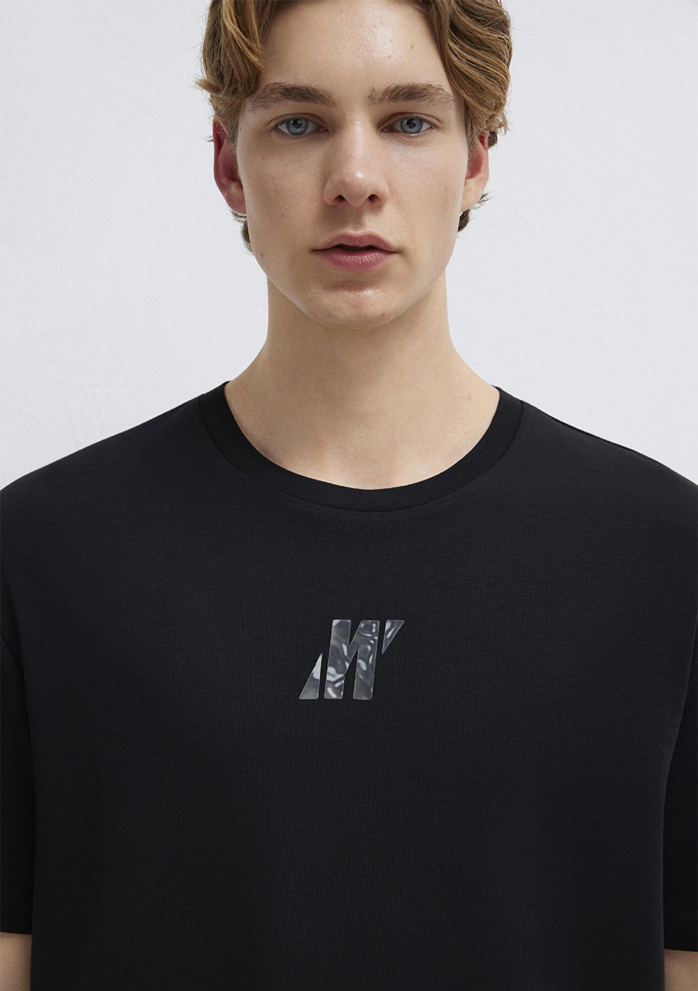 Mavi Mavi Pro Logo Baskılı Siyah Tişört Loose Fit / Bol Rahat Kesim 0612189-900