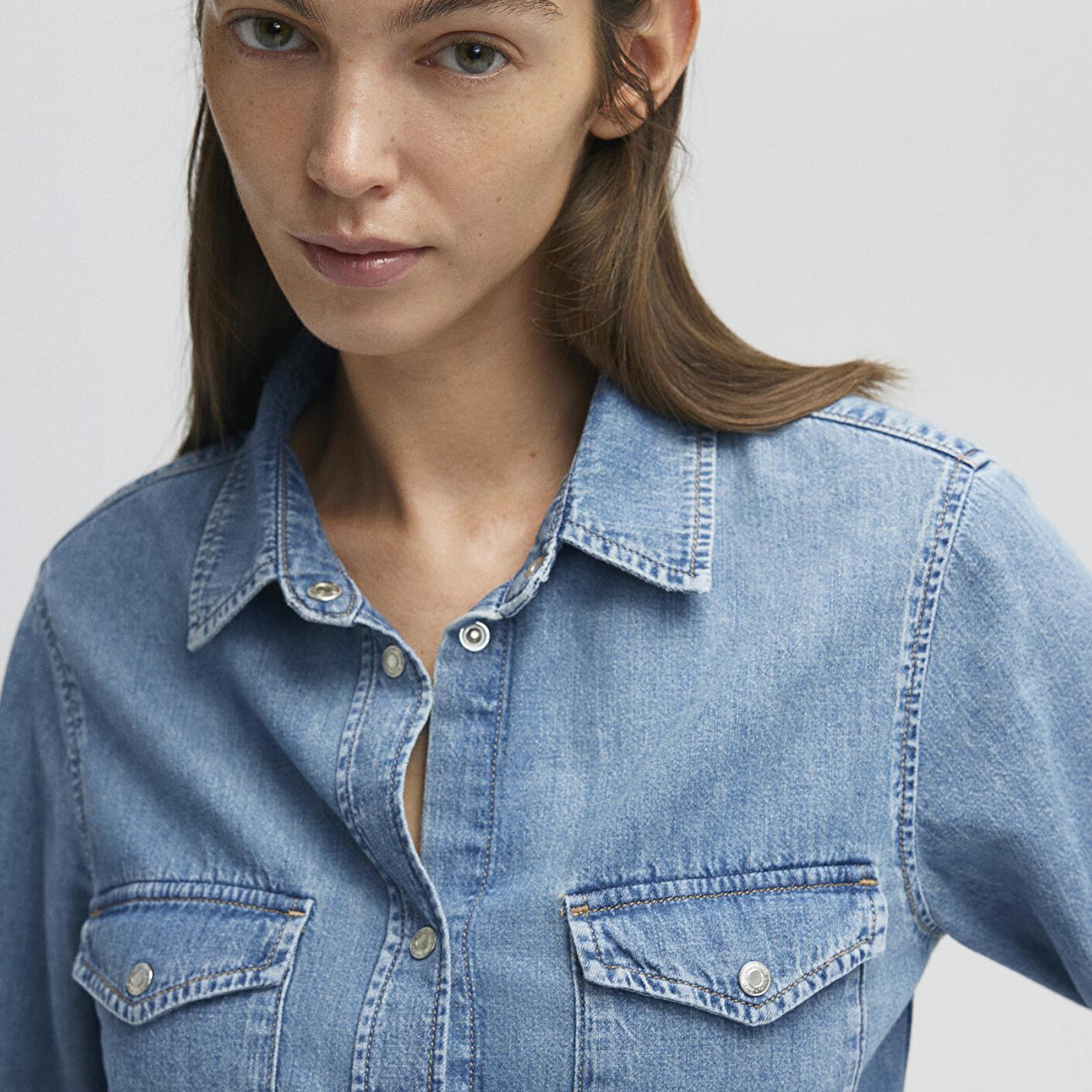 Mavi Merida Real Blue Indigo Mavisi Jean Gömlek Fitted / Vücuda Oturan Kesim 1210662-86492