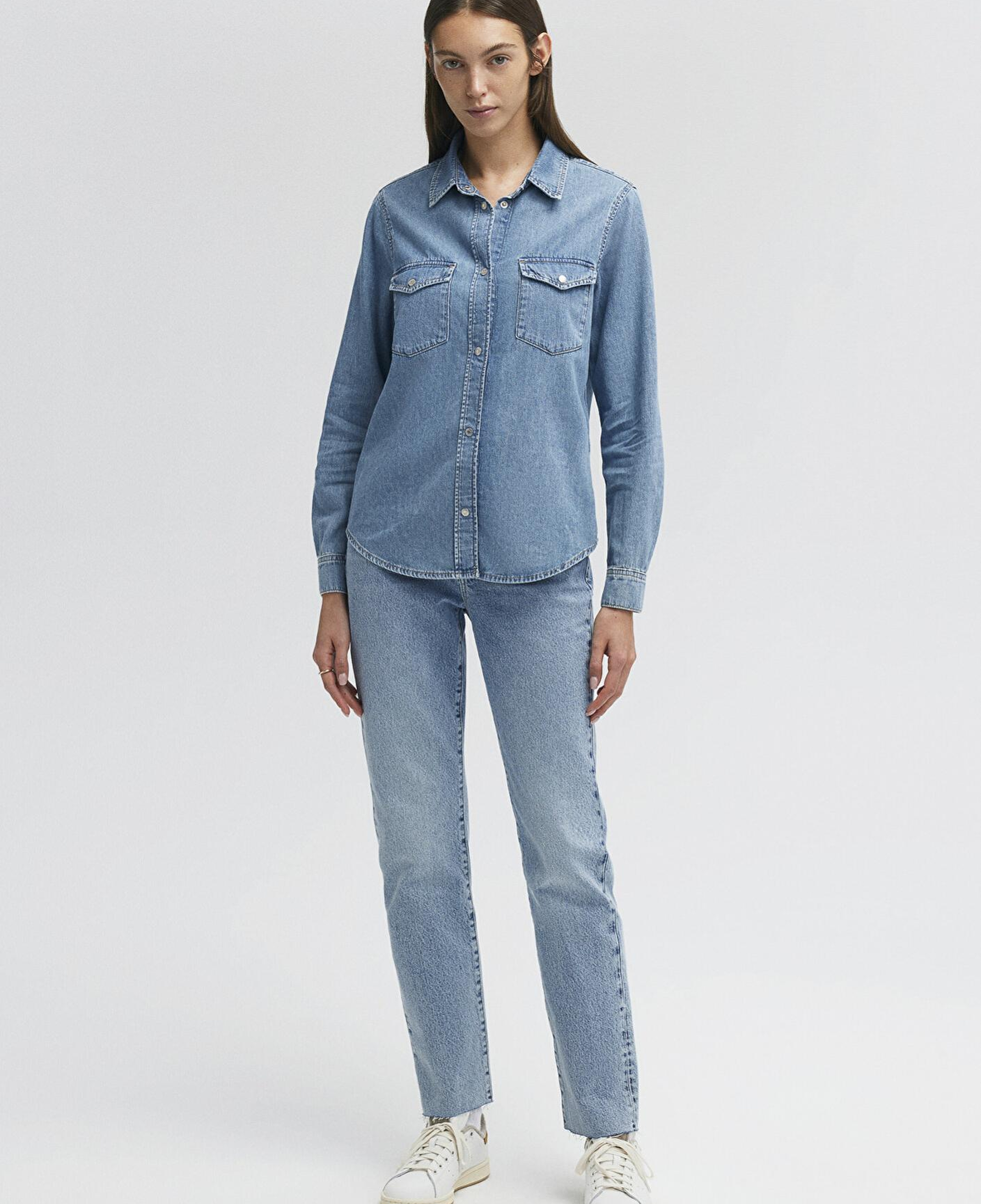 Mavi Merida Real Blue Indigo Mavisi Jean Gömlek Fitted / Vücuda Oturan Kesim 1210662-86492