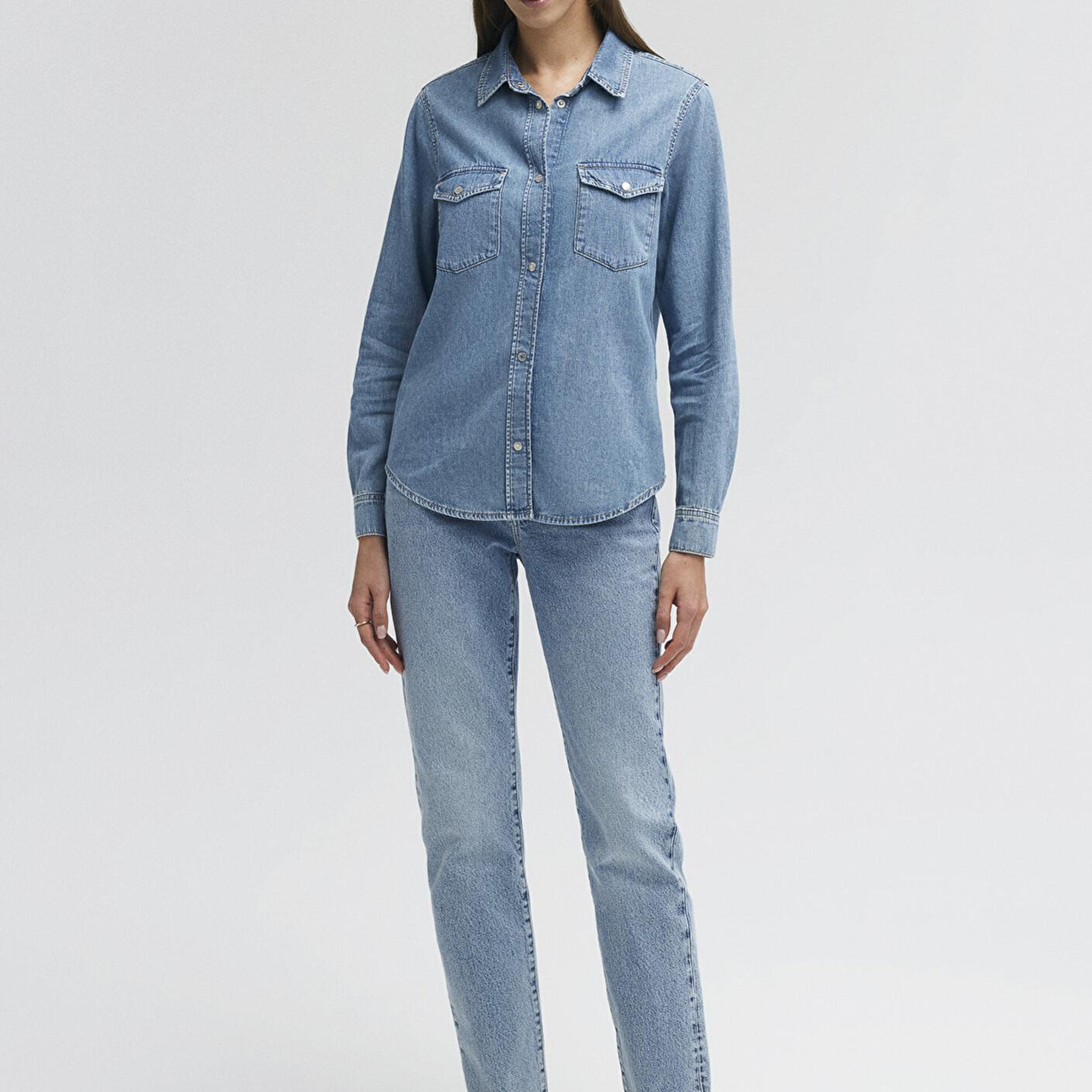 Mavi Merida Real Blue Indigo Mavisi Jean Gömlek Fitted / Vücuda Oturan Kesim 1210662-86492