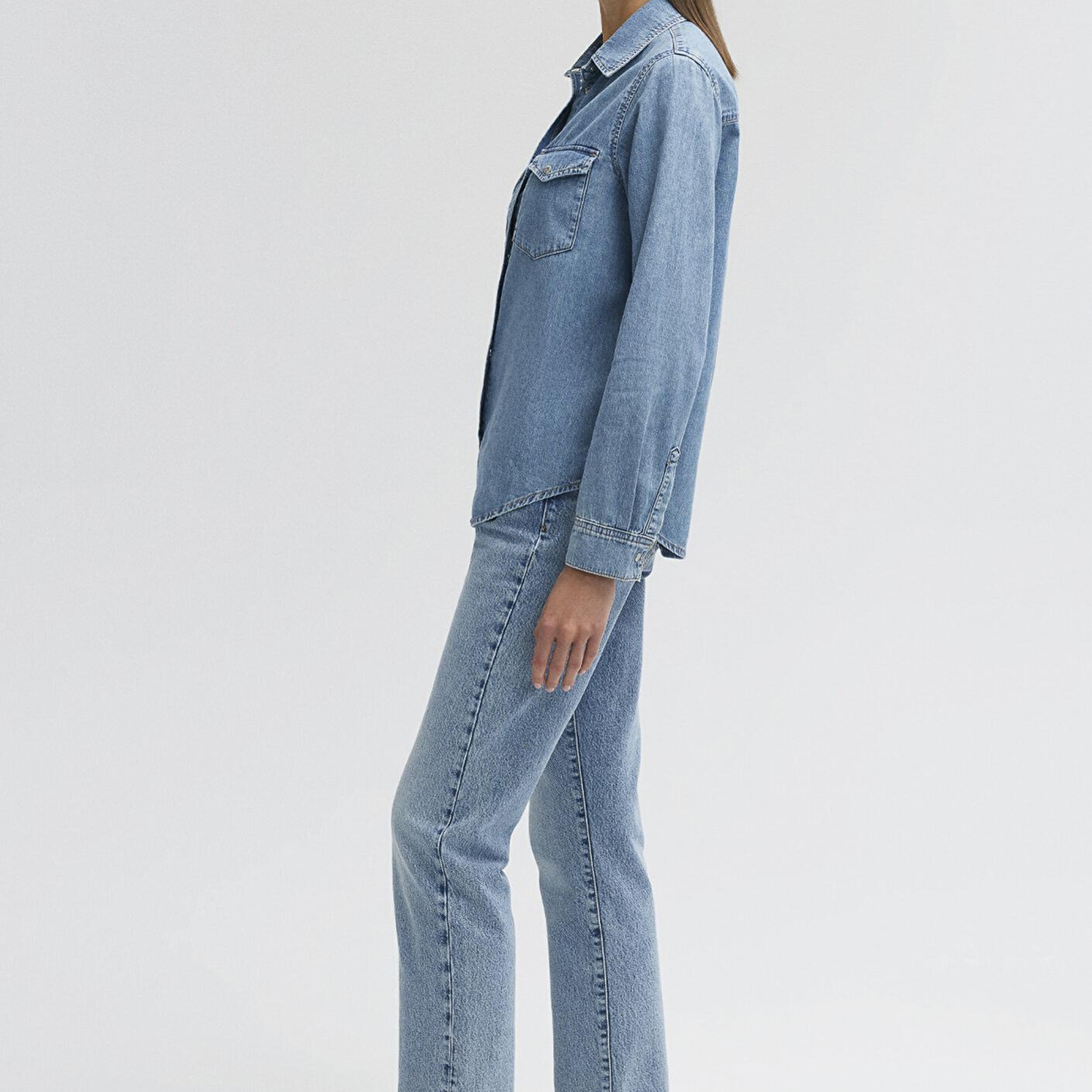 Mavi Merida Real Blue Indigo Mavisi Jean Gömlek Fitted / Vücuda Oturan Kesim 1210662-86492