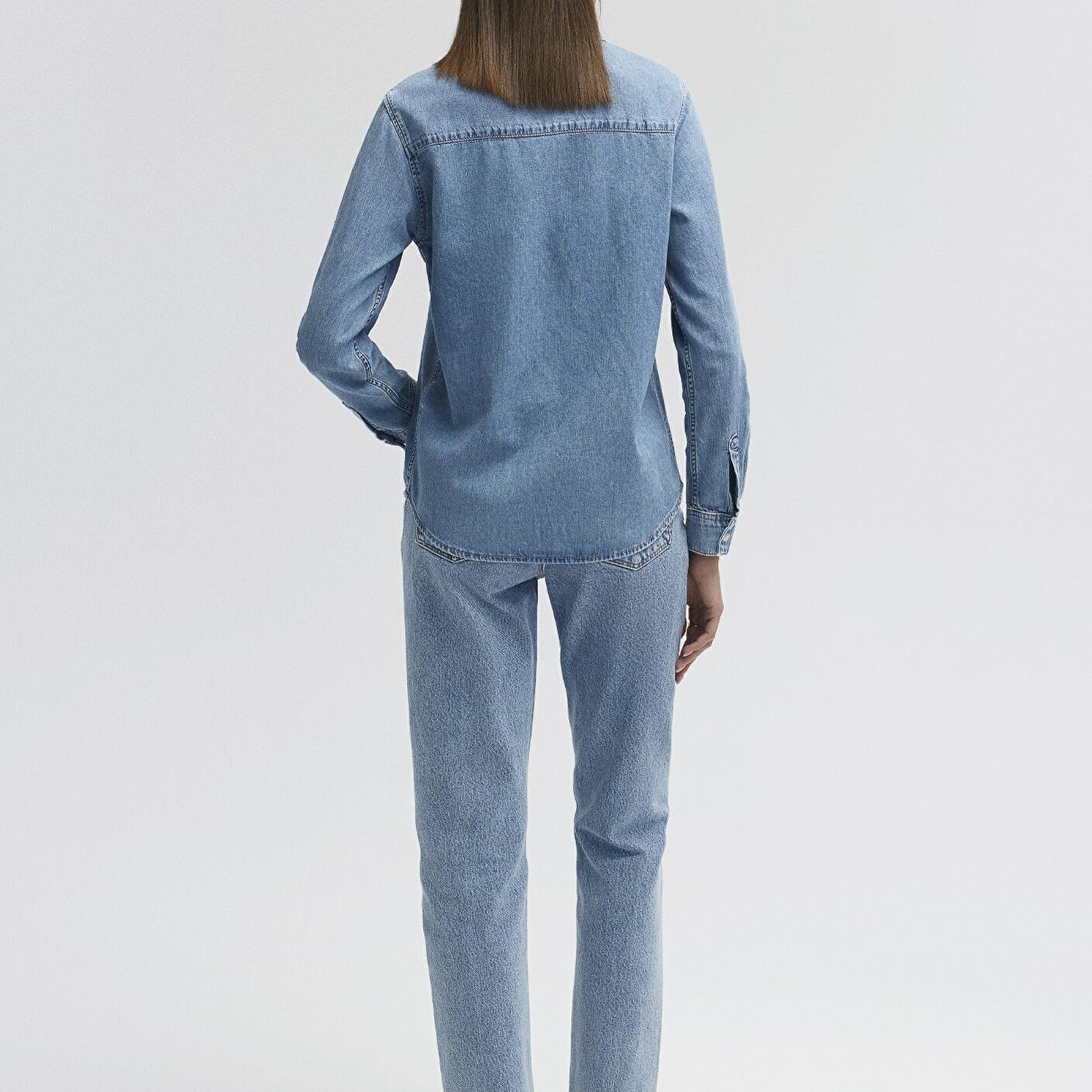 Mavi Merida Real Blue Indigo Mavisi Jean Gömlek Fitted / Vücuda Oturan Kesim 1210662-86492