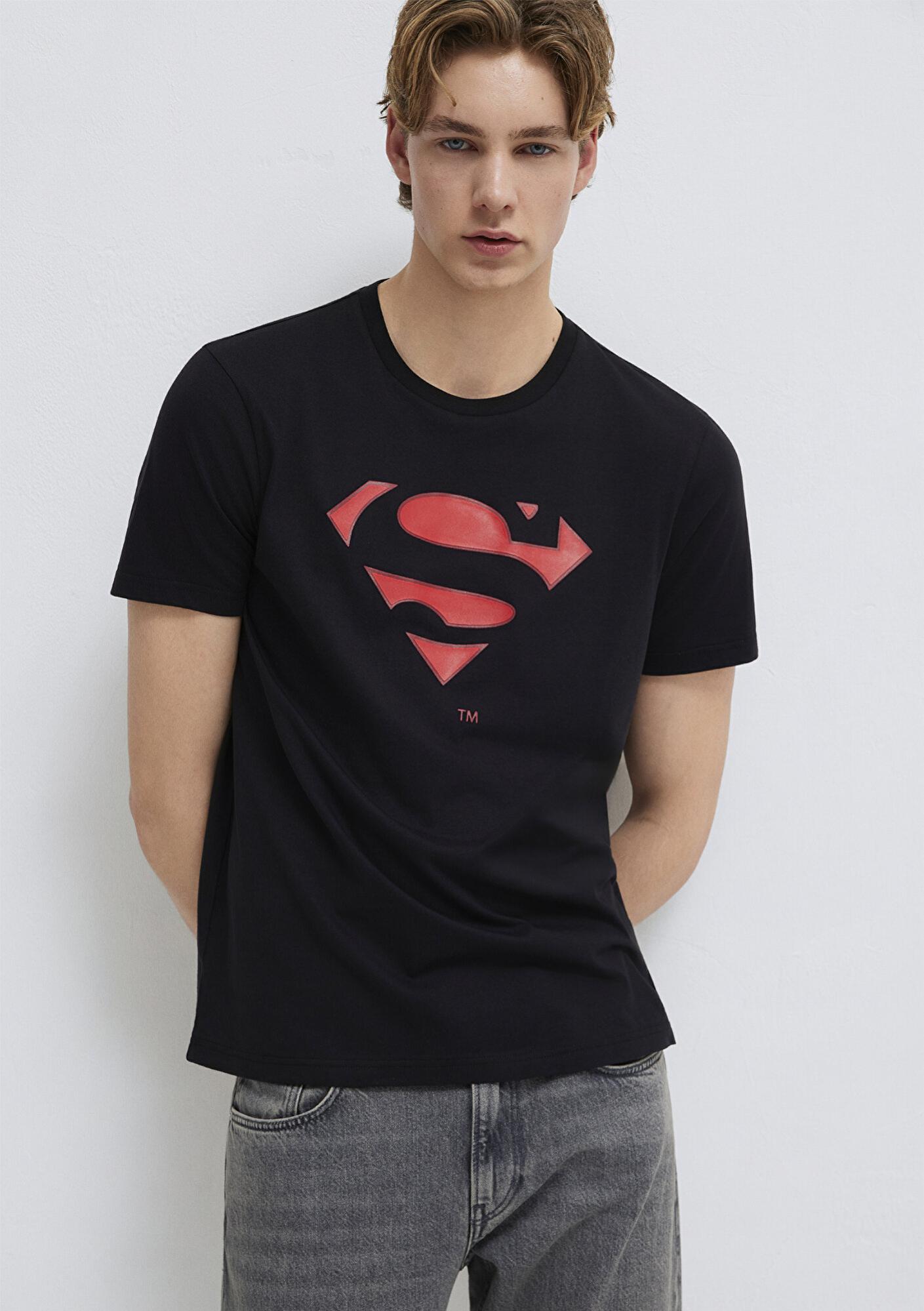 Mavi Superman Baskılı Siyah Tişört Slim Fit / Dar Kesim 066875-900