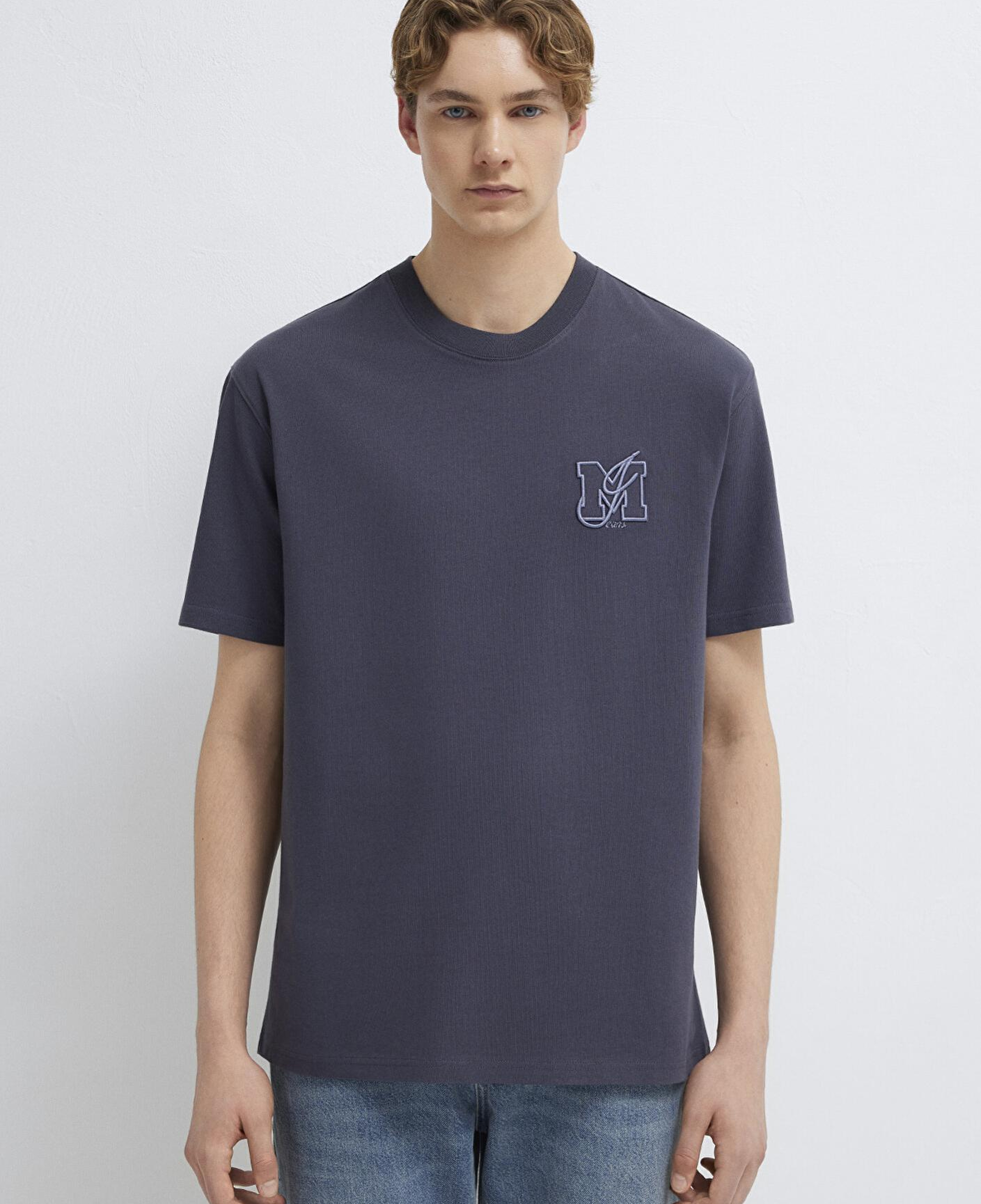 Mavi MJ Logo Detaylı Gri Tişört Loose Fit / Bol Rahat Kesim 0612885-70101