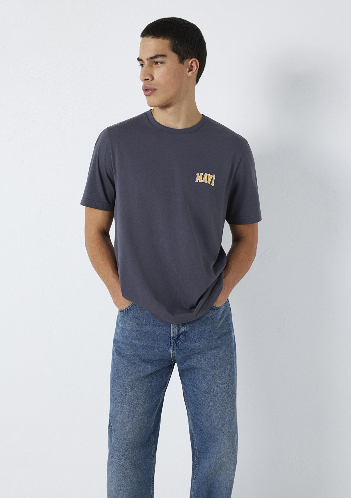 Mavi Mavi Logo Baskılı Gri Tişört Regular Fit / Normal Kesim 0611714-70101