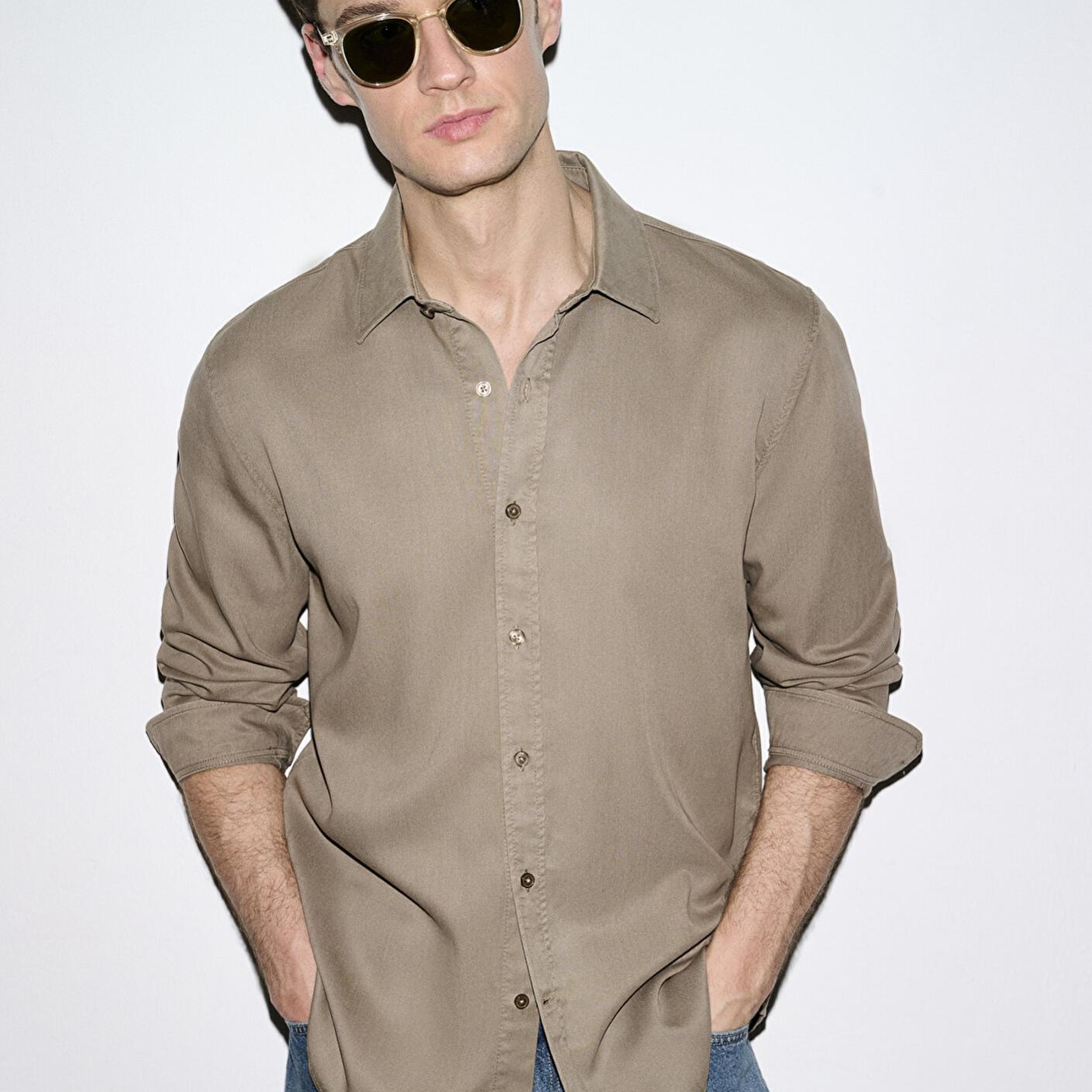 Mavi Kahverengi (TENCEL™) Gömlek Regular Fit / Normal Kesim 0210818-83866