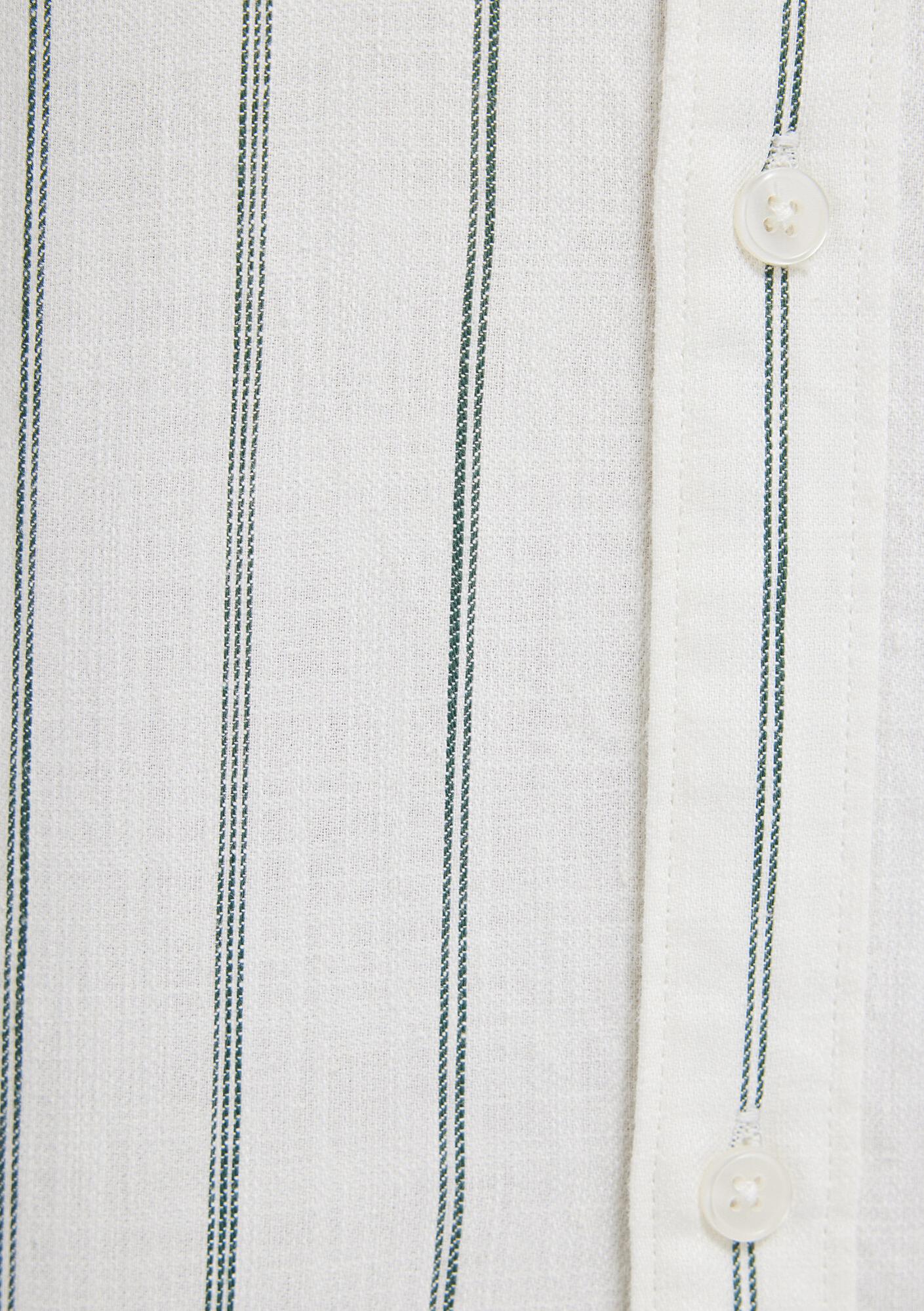 Mavi Yeşil Çizgili Keten Karışımlı Gömlek Regular Fit / Normal Kesim 0211380-71599