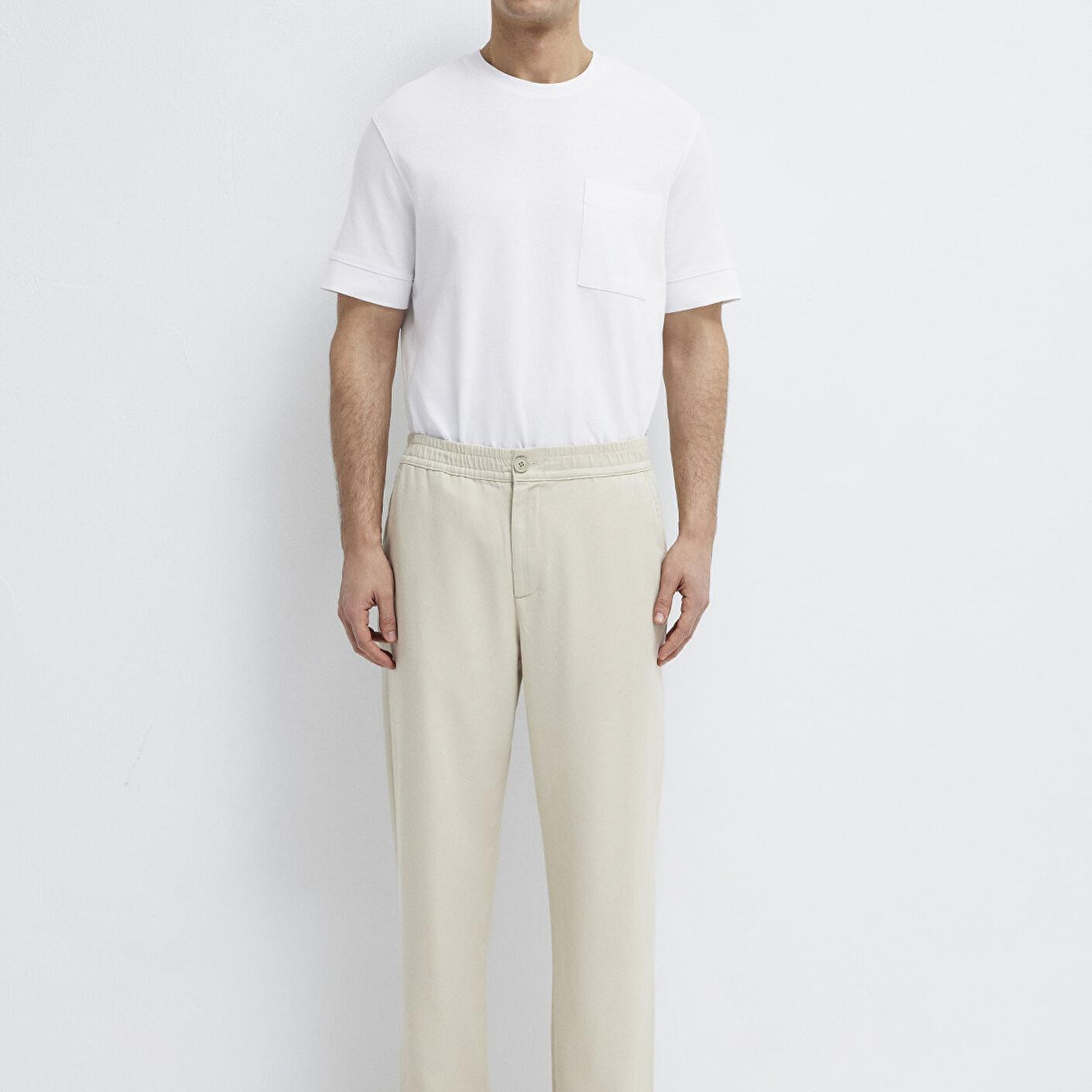 Mavi Beli Lastikli Bej Pantolon 0010557-70144