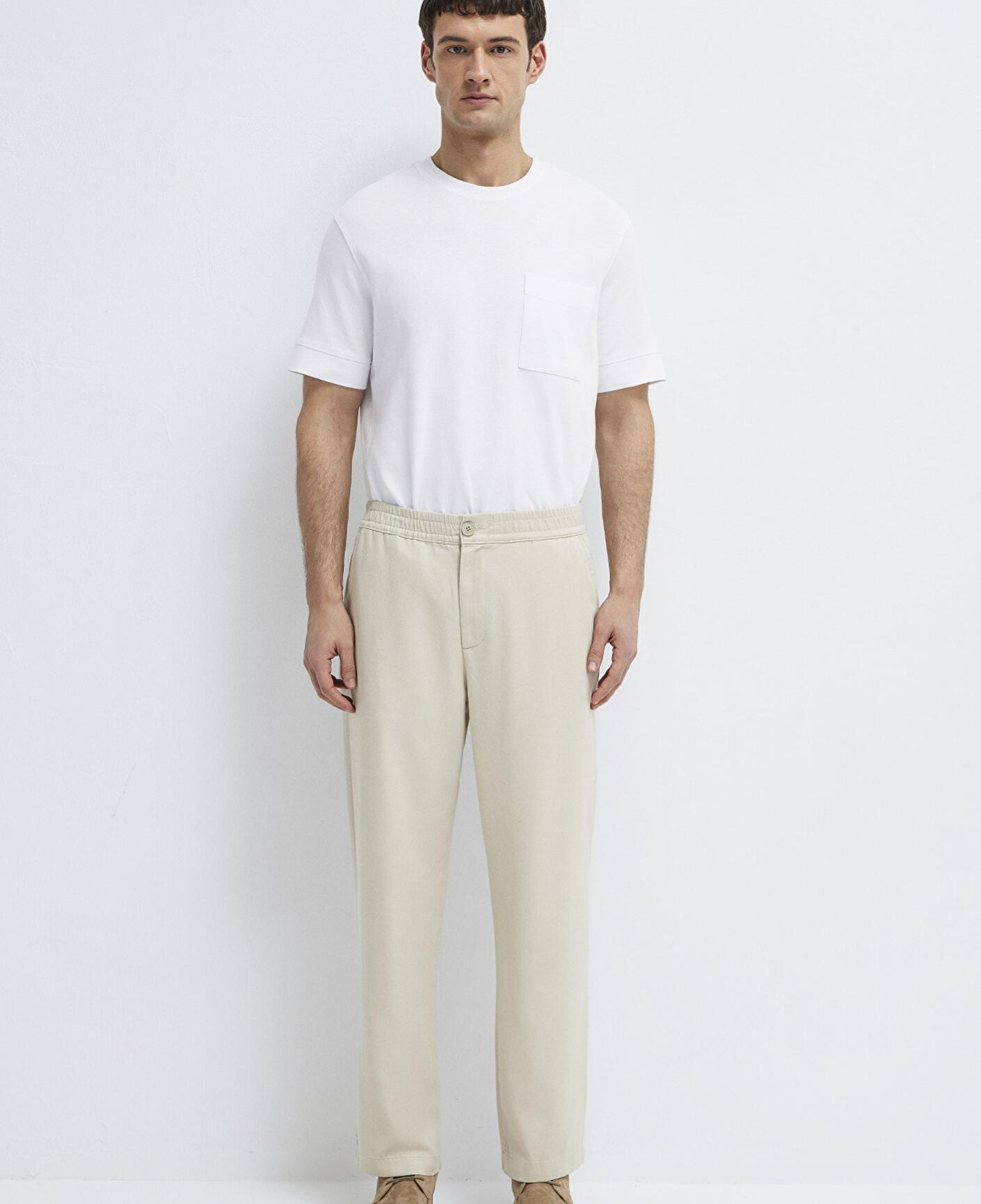 Mavi Beli Lastikli Bej Pantolon 0010557-70144