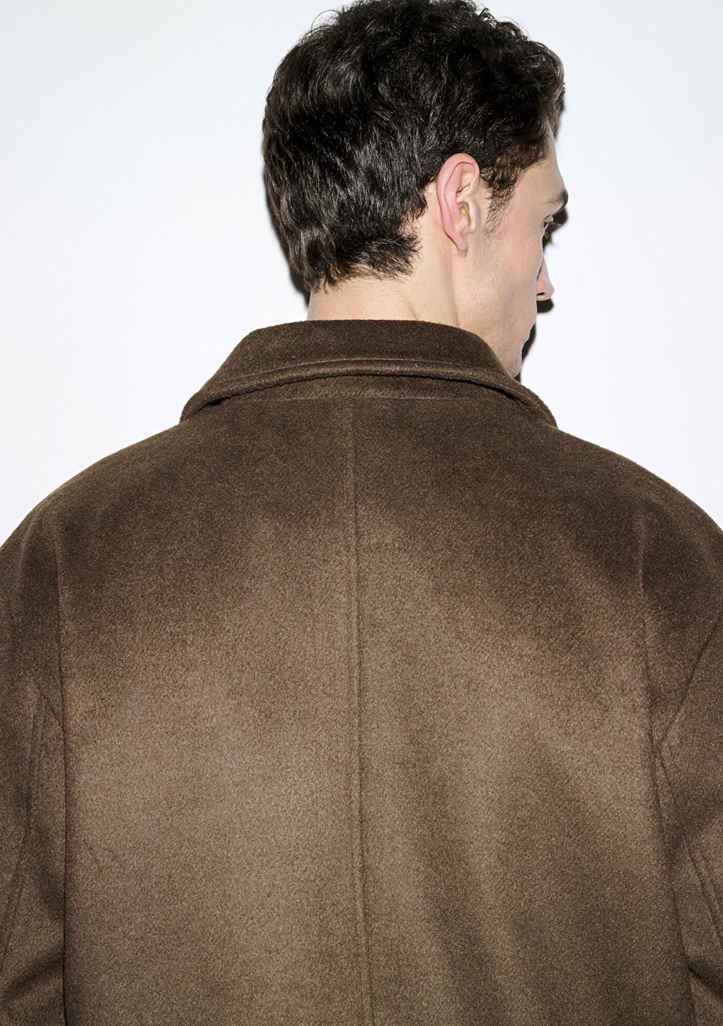 Mavi Yün Karışımlı Kahverengi Ceket Loose Fit / Bol Rahat Kesim 0110799-71593