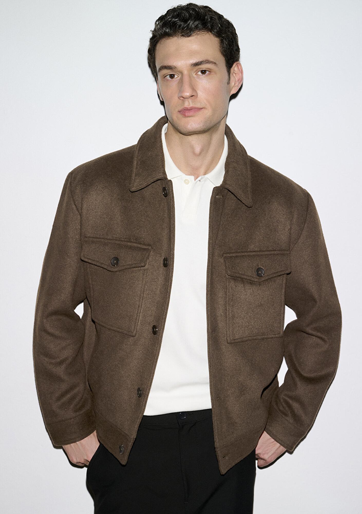 Mavi Yün Karışımlı Kahverengi Ceket Loose Fit / Bol Rahat Kesim 0110799-71593