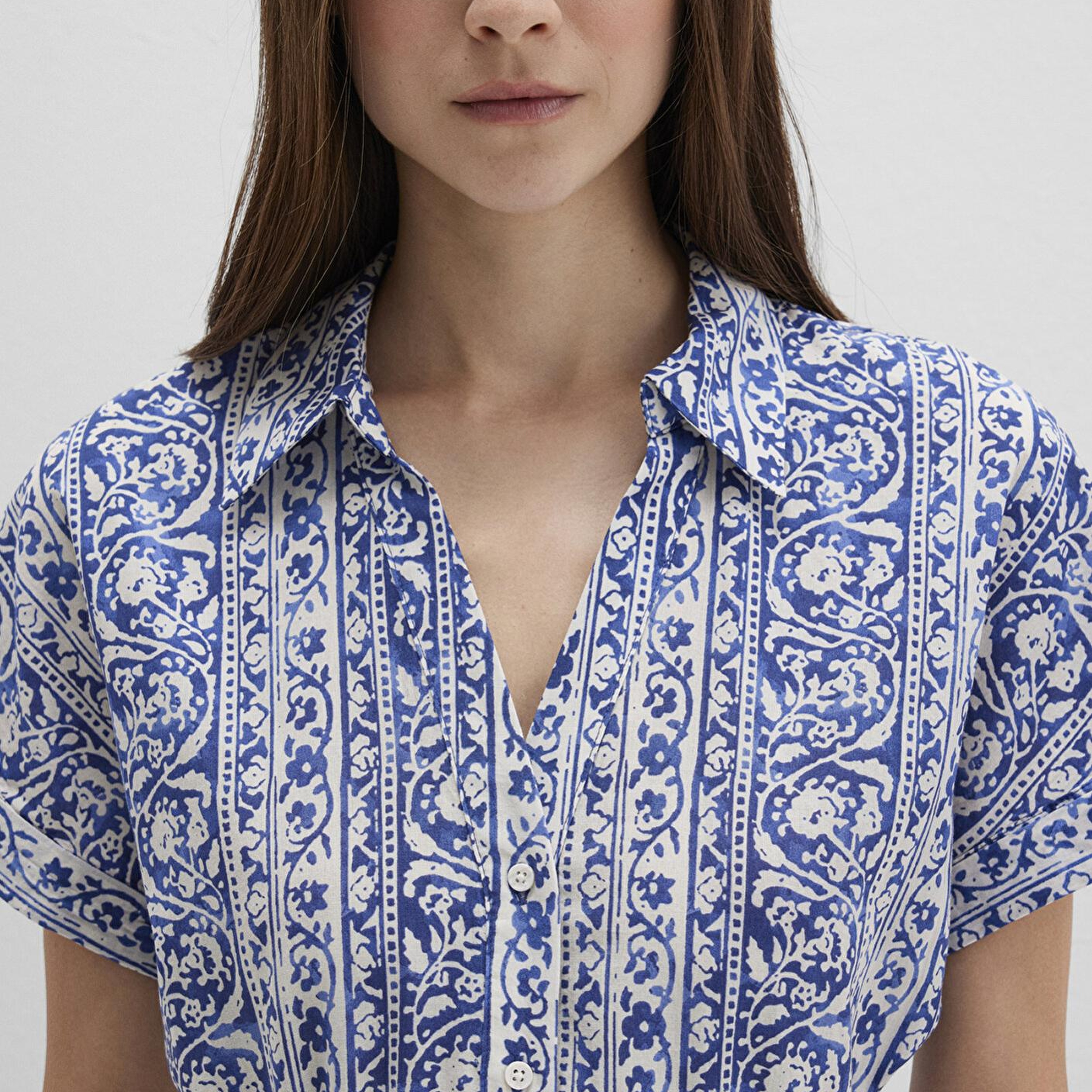 Mavi Baskılı Beli Bağcıklı Mini Elbise 1310763-91087