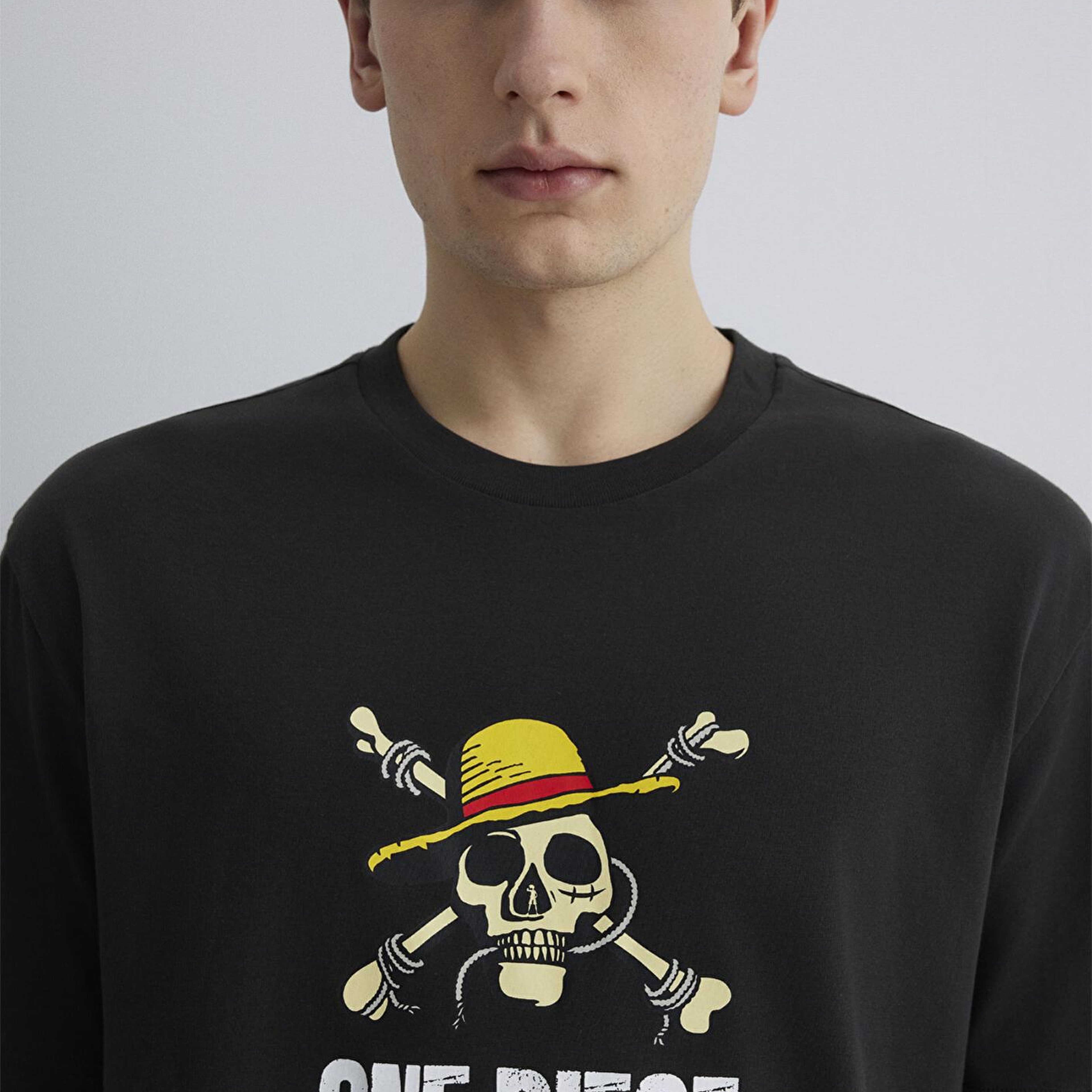 Mavi One Piece Baskılı Antrasit Tişört Loose Fit / Bol Rahat Kesim 0612662-70092