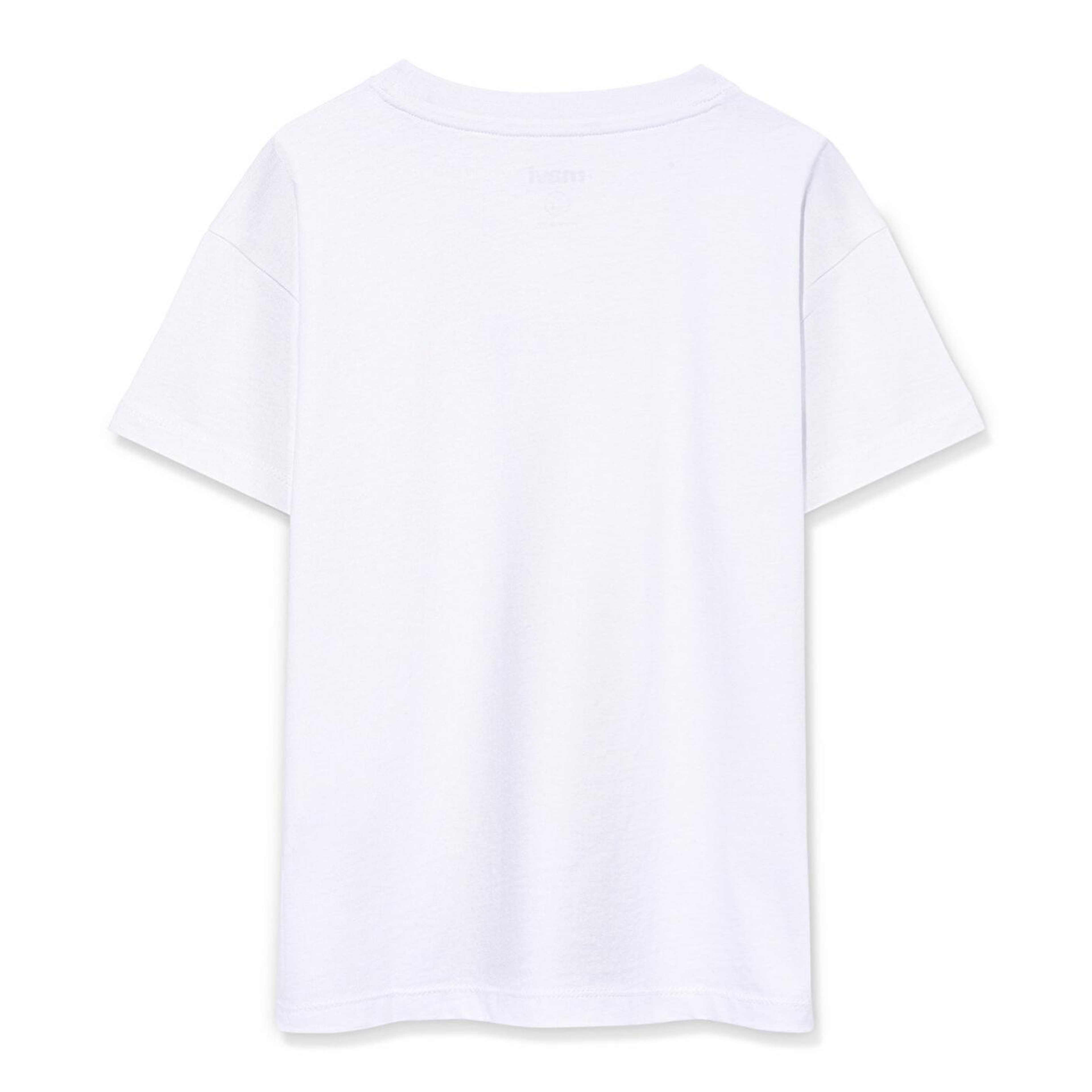 Mavi Miav Baskılı Beyaz Oversize Çocuk Tişört Loose Fit / Bol Rahat Kesim 7610158-620