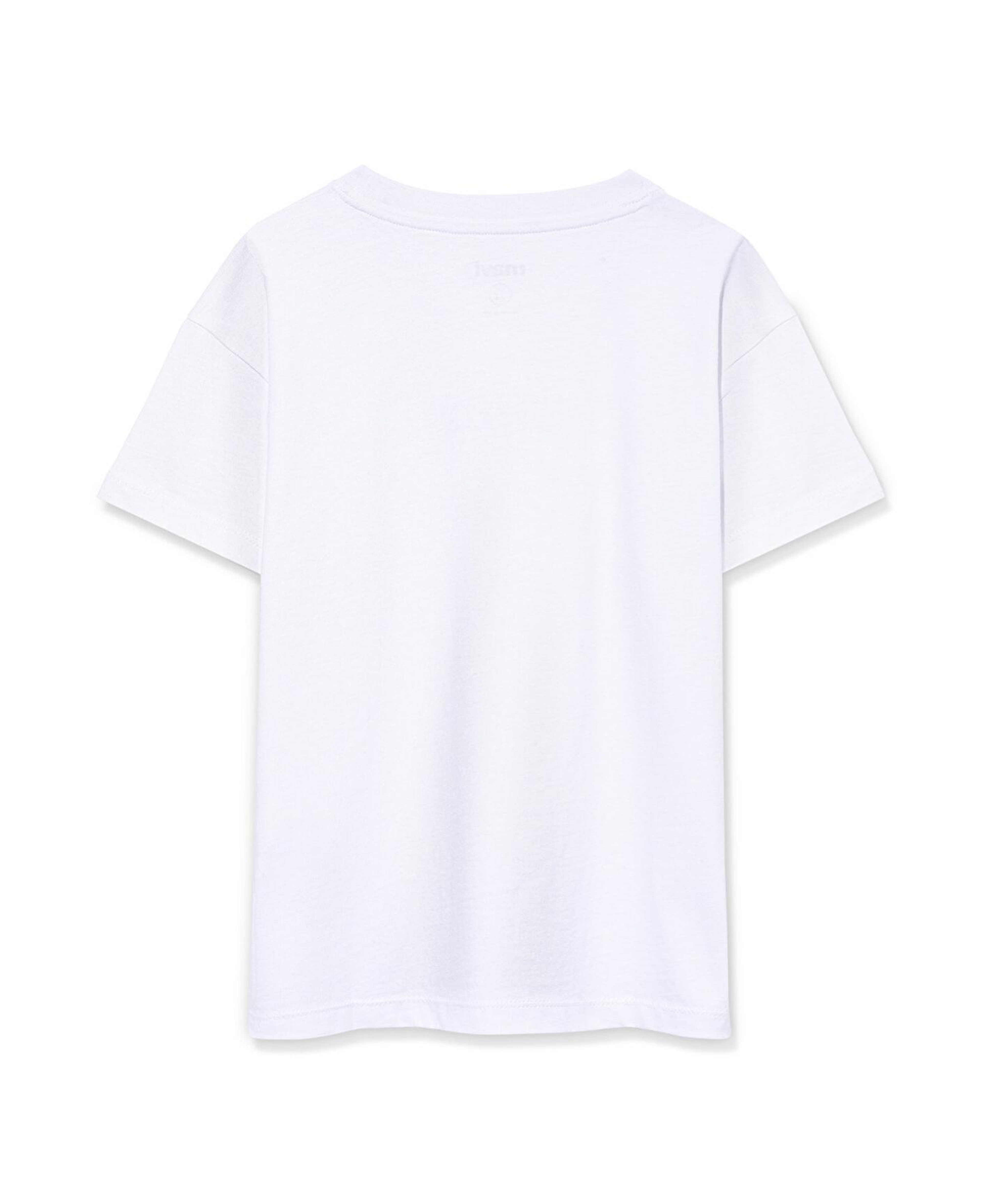 Mavi Miav Baskılı Beyaz Oversize Çocuk Tişört Loose Fit / Bol Rahat Kesim 7610158-620