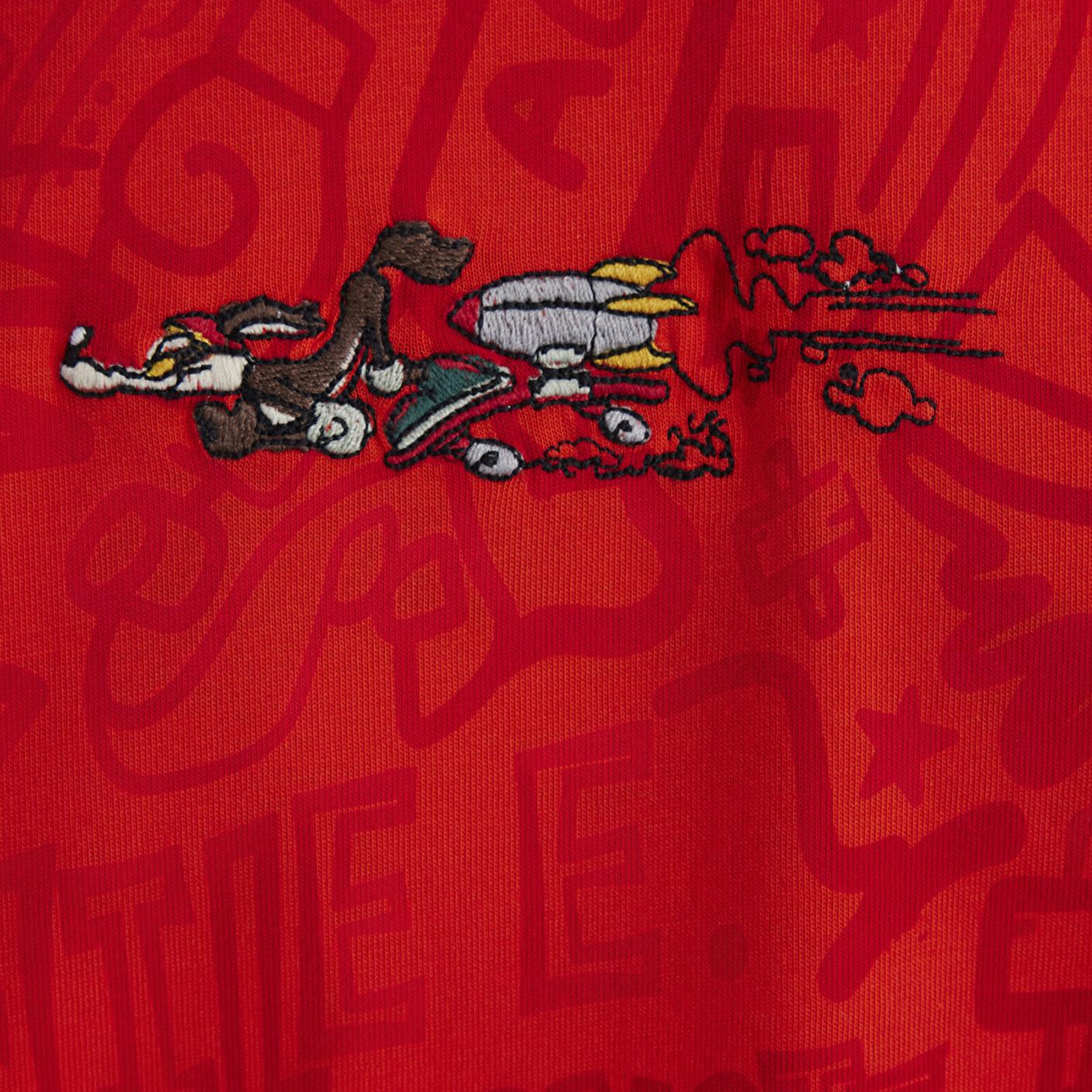 Mavi Coyote Baskılı Kırmızı Tişört Loose Fit / Bol Rahat Kesim 0611244-70471