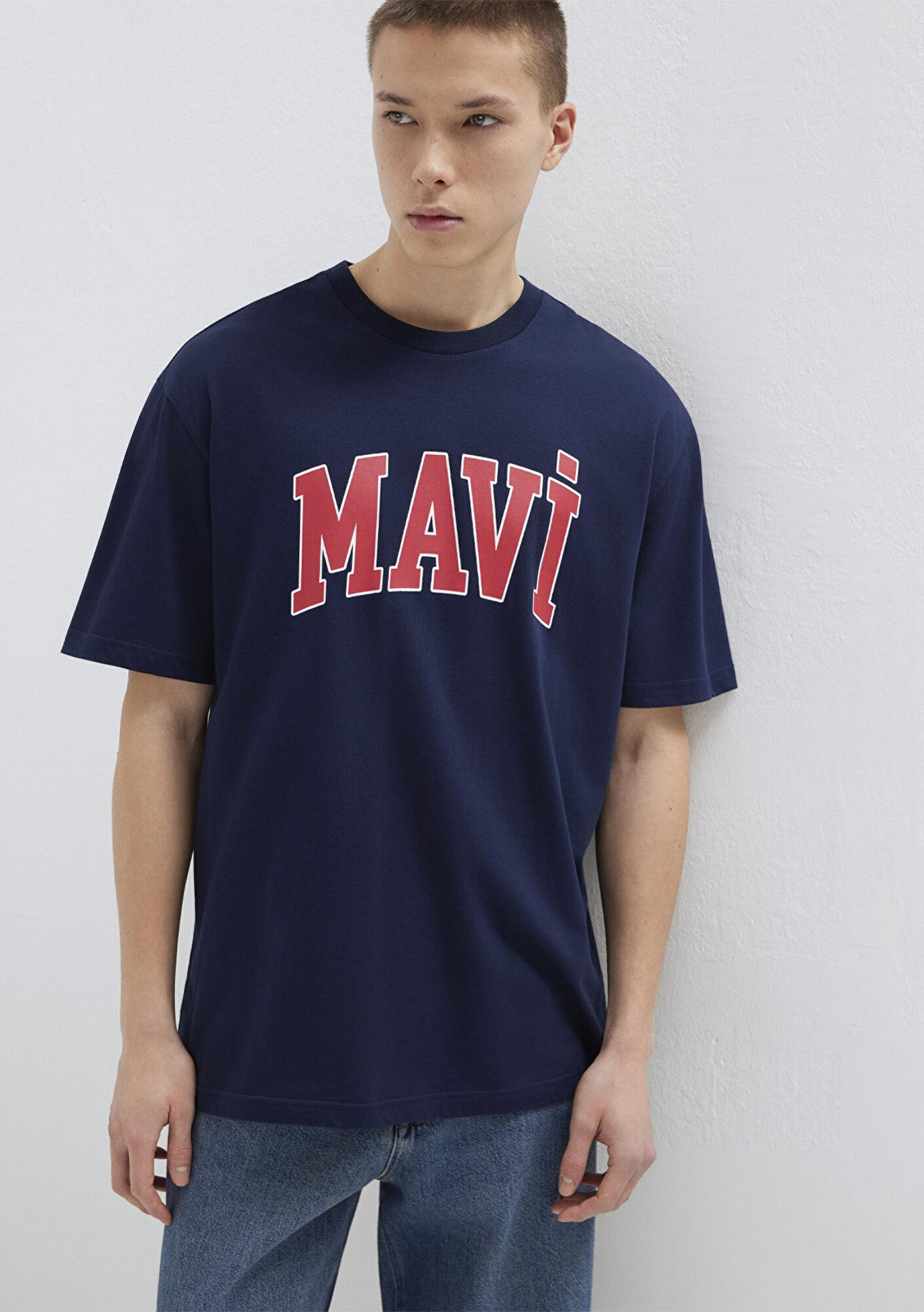 Mavi Mavi Logo Baskılı Lacivert Tişört Loose Fit / Bol Rahat Kesim 0611711-84371