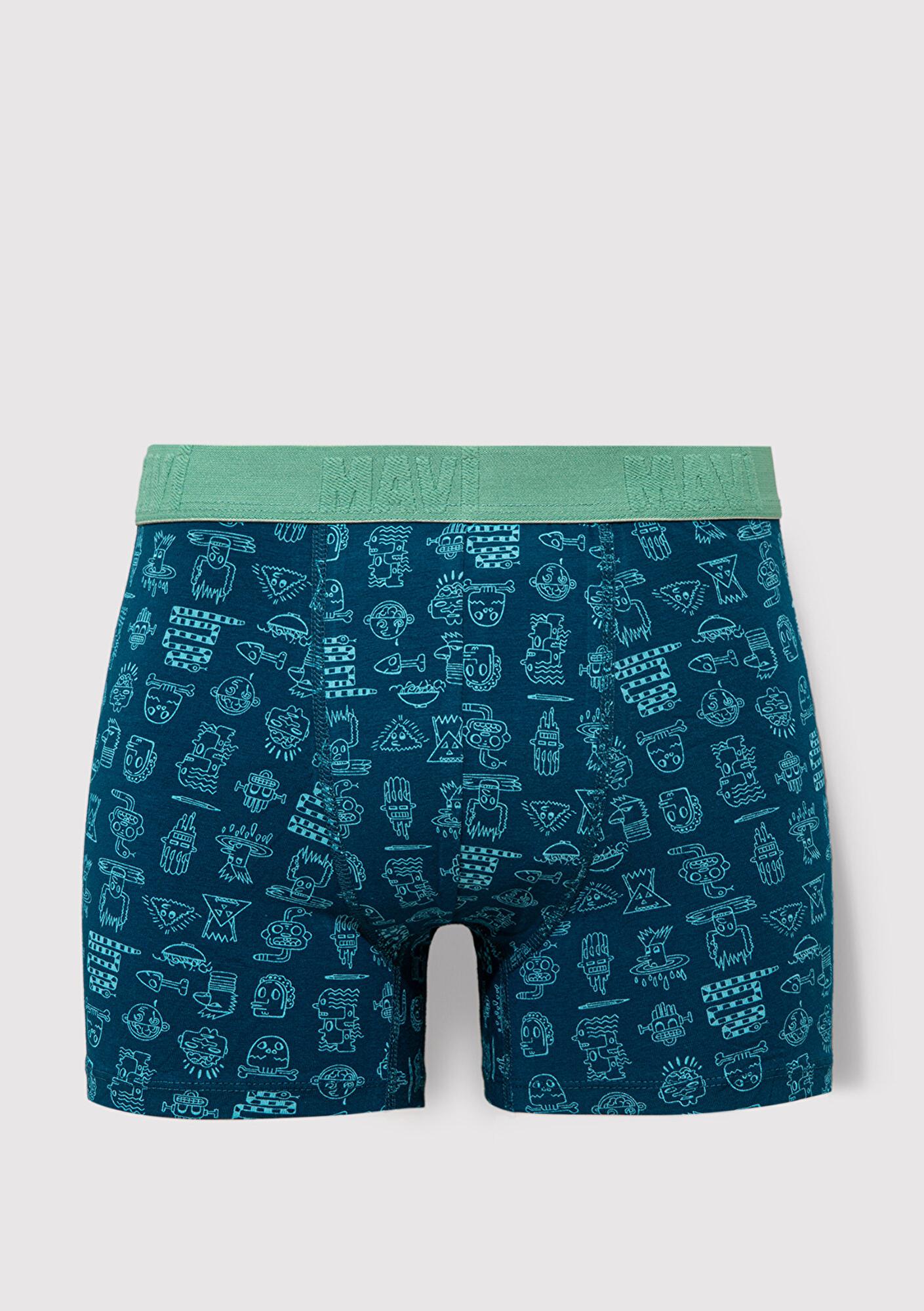 Mavi Baskılı Mavi Boxer 091119-71923