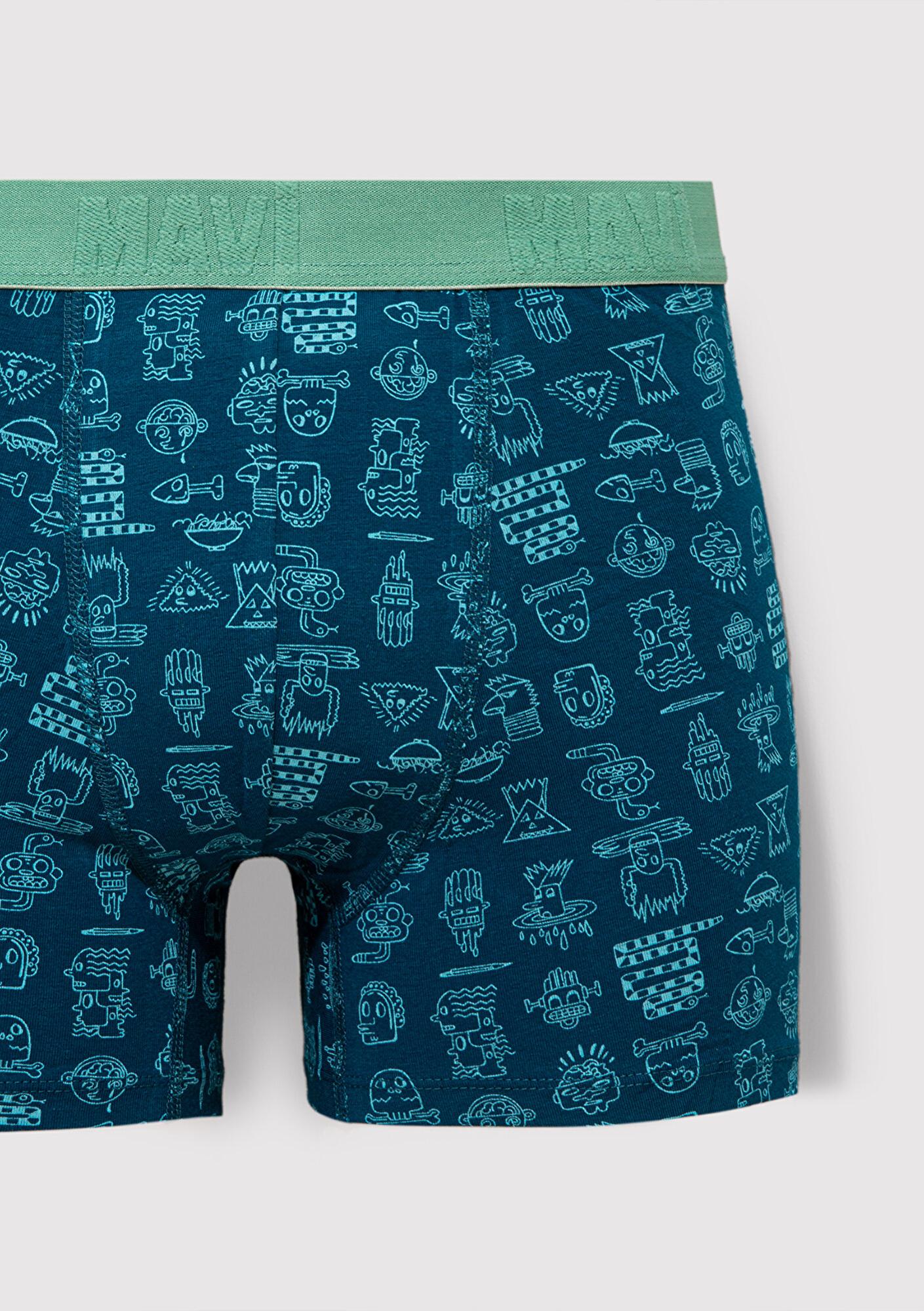 Mavi Baskılı Mavi Boxer 091119-71923