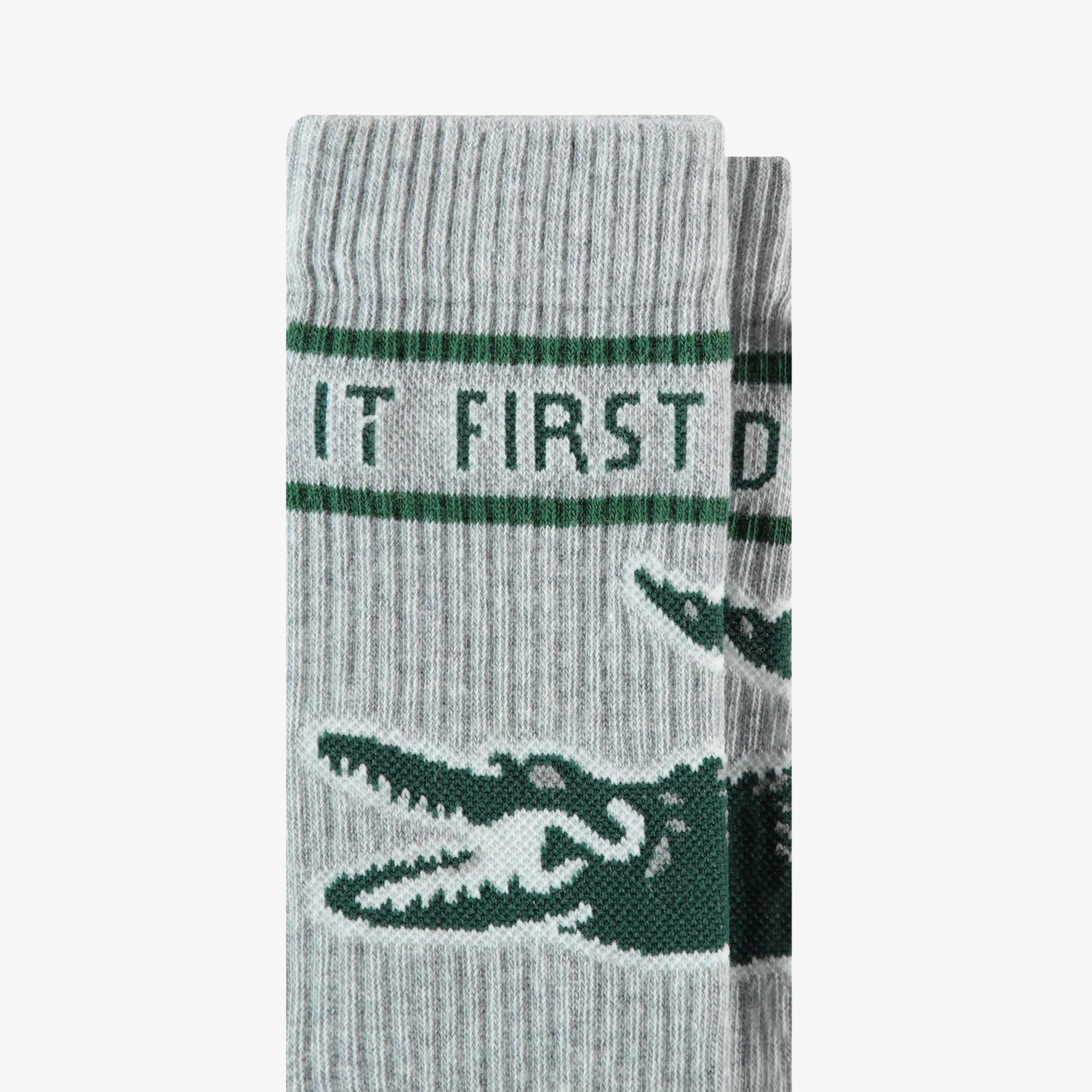 Unisex Baskılı Gri Çorap