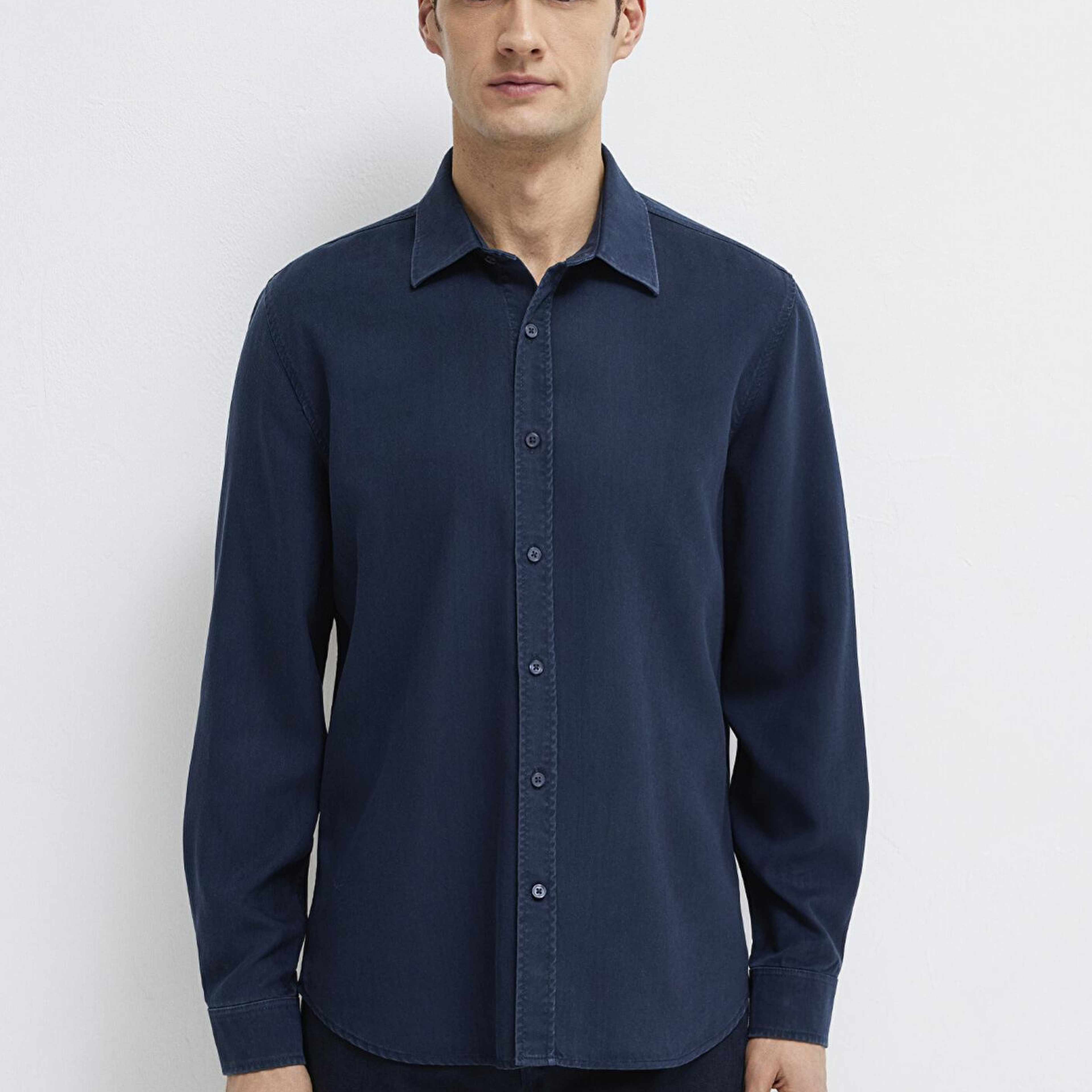 Mavi Lacivert (TENCEL™) Liyosel Gömlek Regular Fit / Normal Kesim 0210818-70494