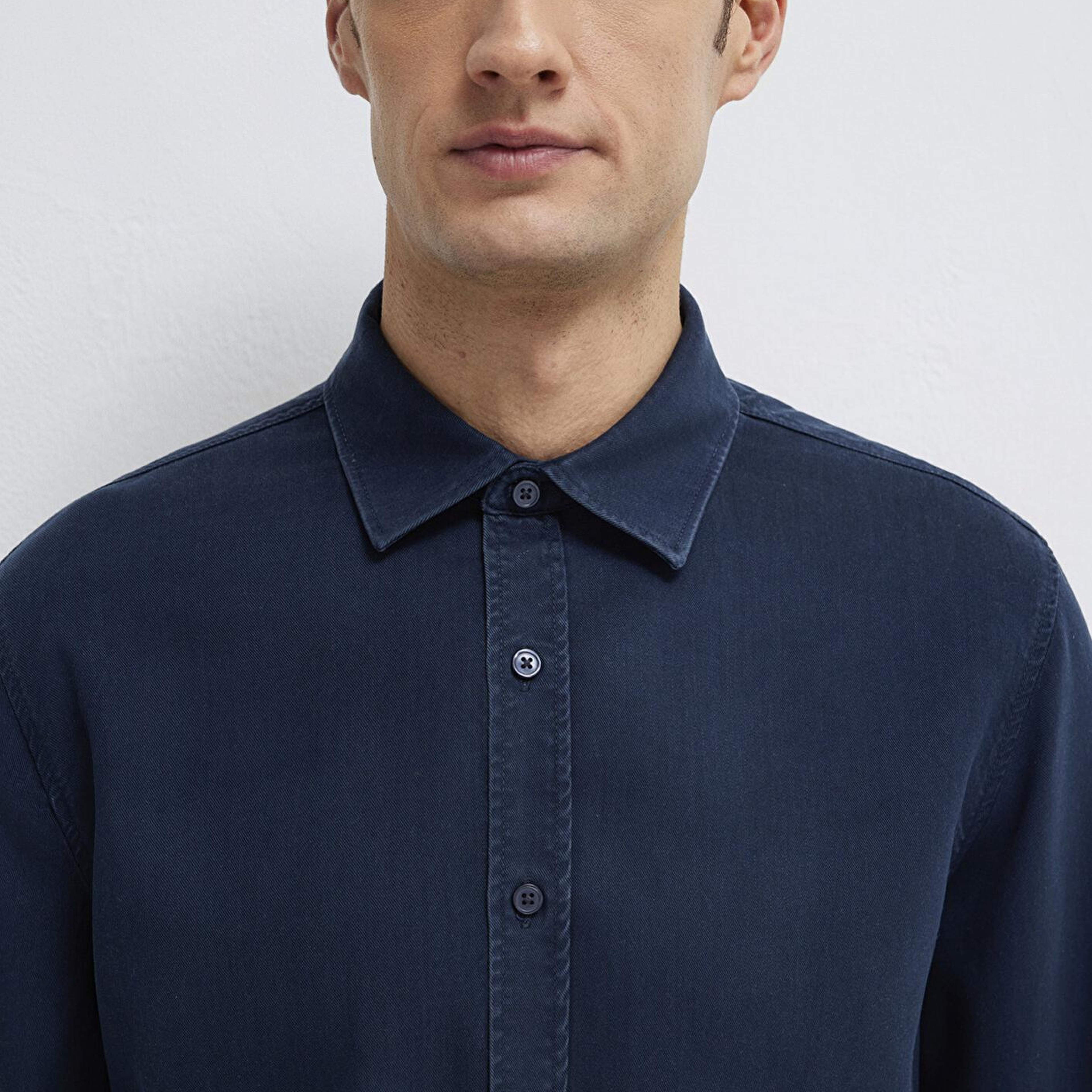 Mavi Lacivert (TENCEL™) Liyosel Gömlek Regular Fit / Normal Kesim 0210818-70494