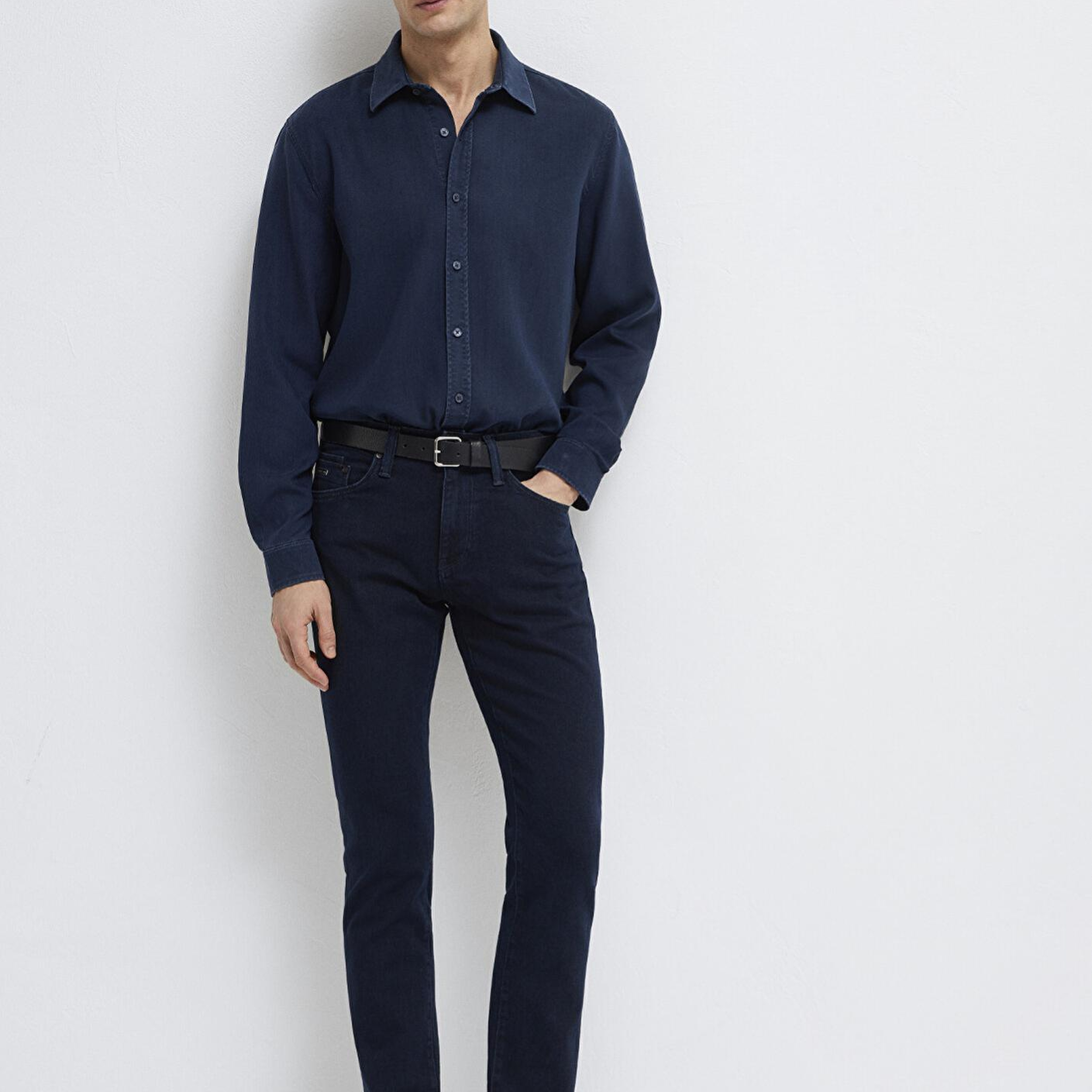 Mavi Lacivert (TENCEL™) Liyosel Gömlek Regular Fit / Normal Kesim 0210818-70494