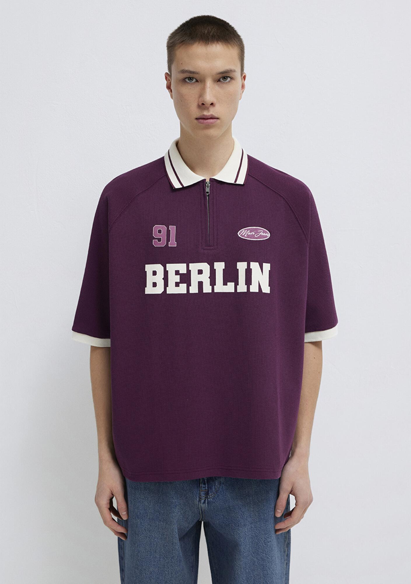 Mavi Berlin Baskılı Mor Polo Tişört Boxy Fit 0613230-70670