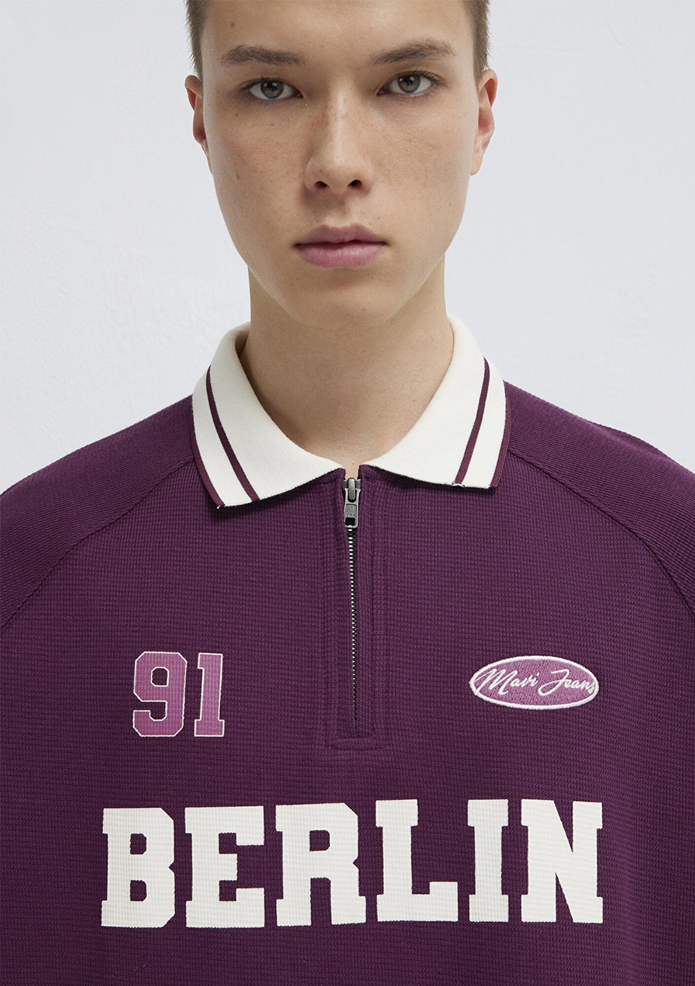 Mavi Berlin Baskılı Mor Polo Tişört Boxy Fit 0613230-70670