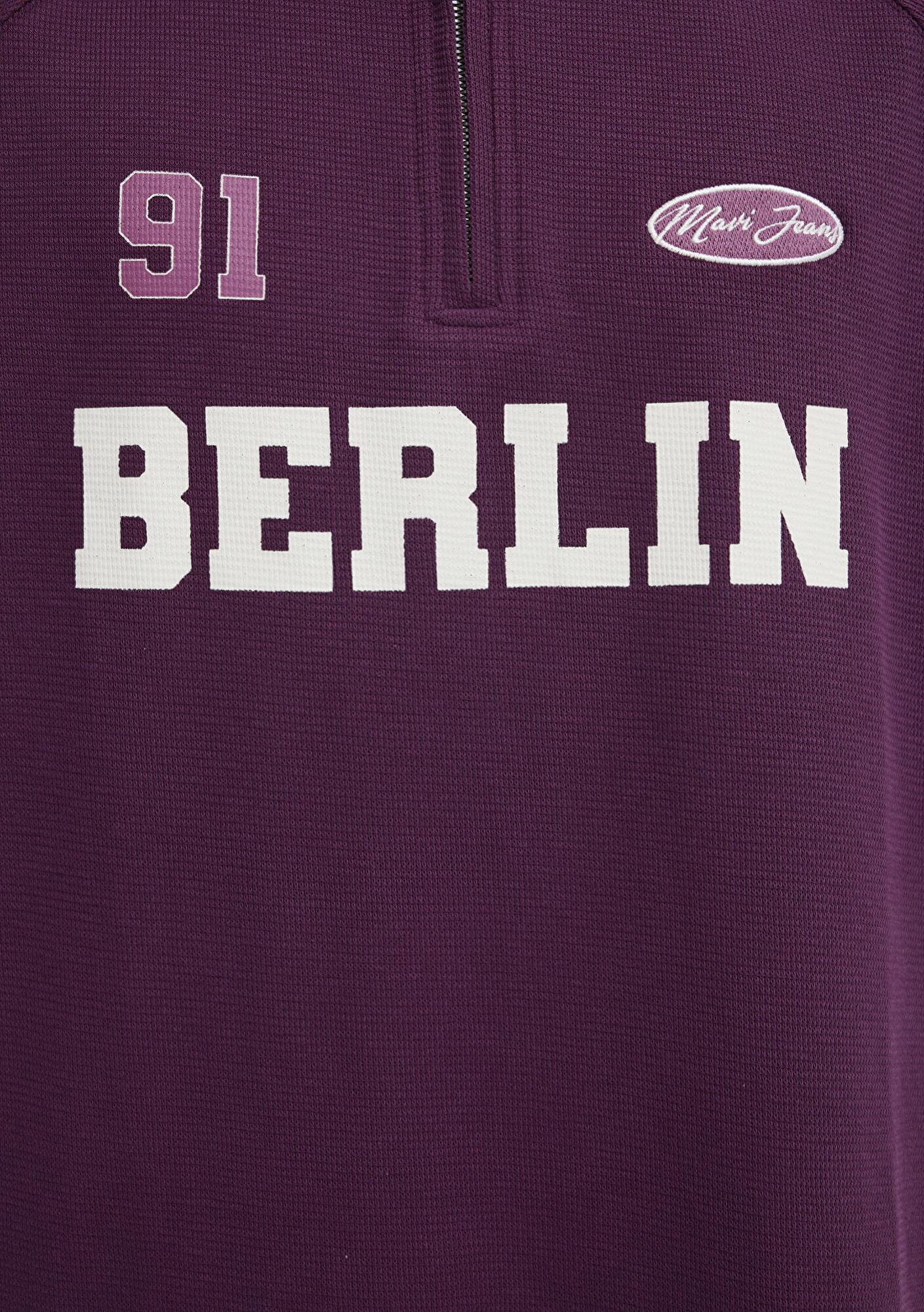 Mavi Berlin Baskılı Mor Polo Tişört Boxy Fit 0613230-70670