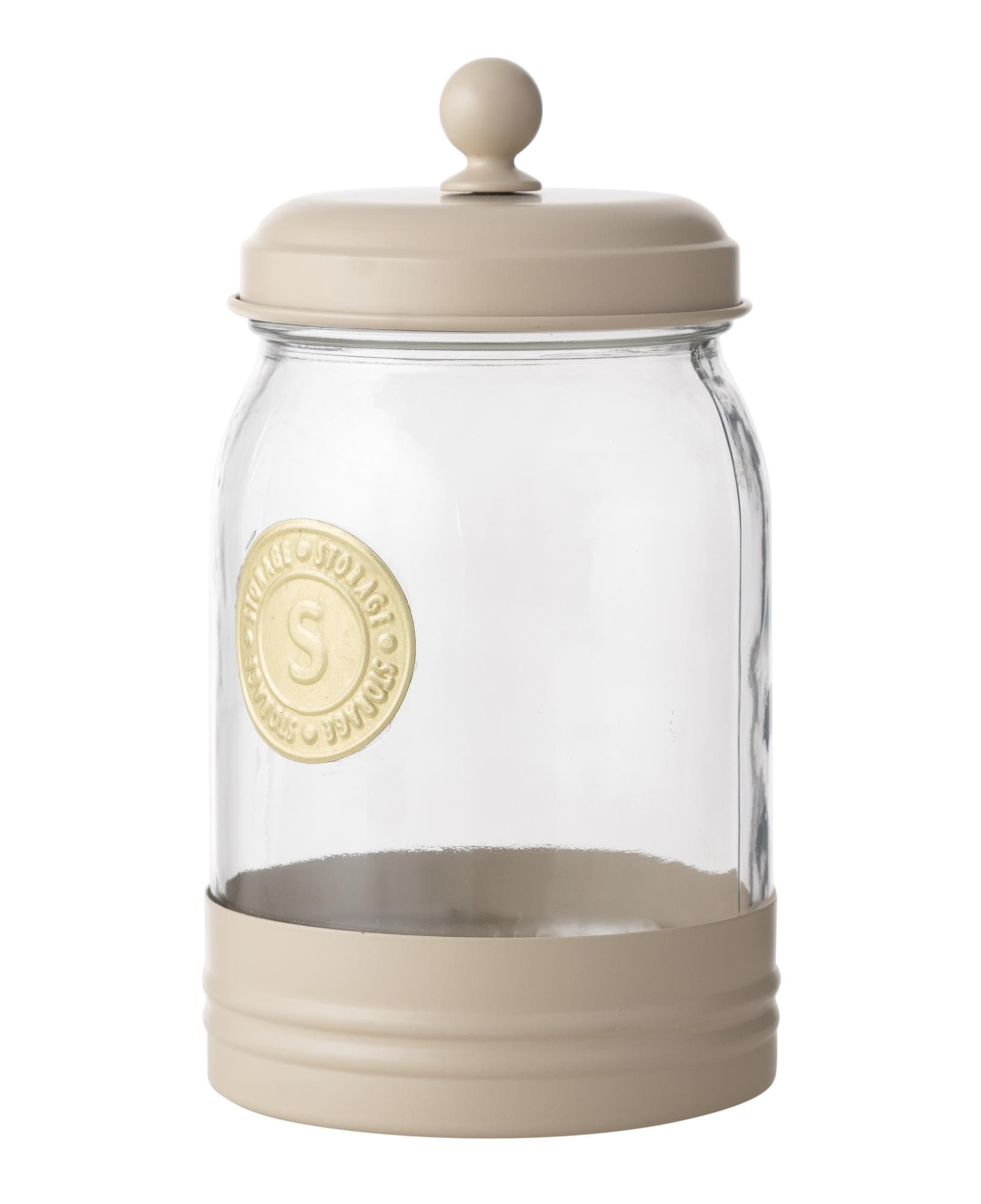 VETRA GALVANIZ DEKORLU KAVANOZ 1,5LT BEJ