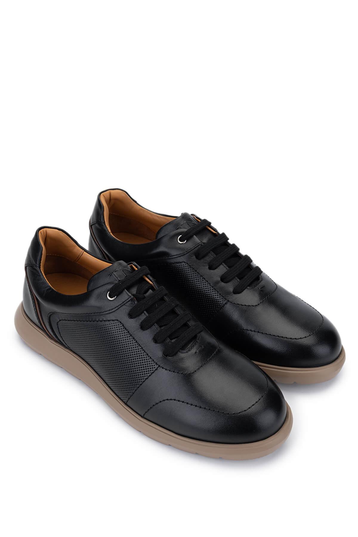 Tamer Tanca Erkek Hakiki Deri Siyah Sneakers & Spor Ayakkabı