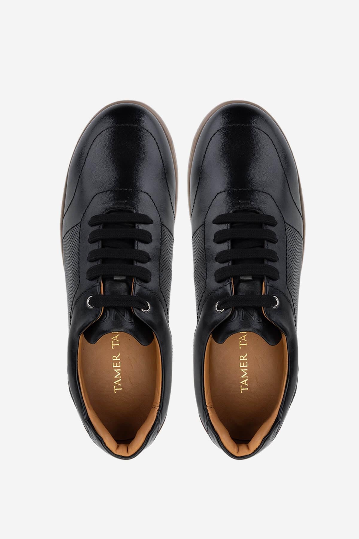 Tamer Tanca Erkek Hakiki Deri Siyah Sneakers & Spor Ayakkabı