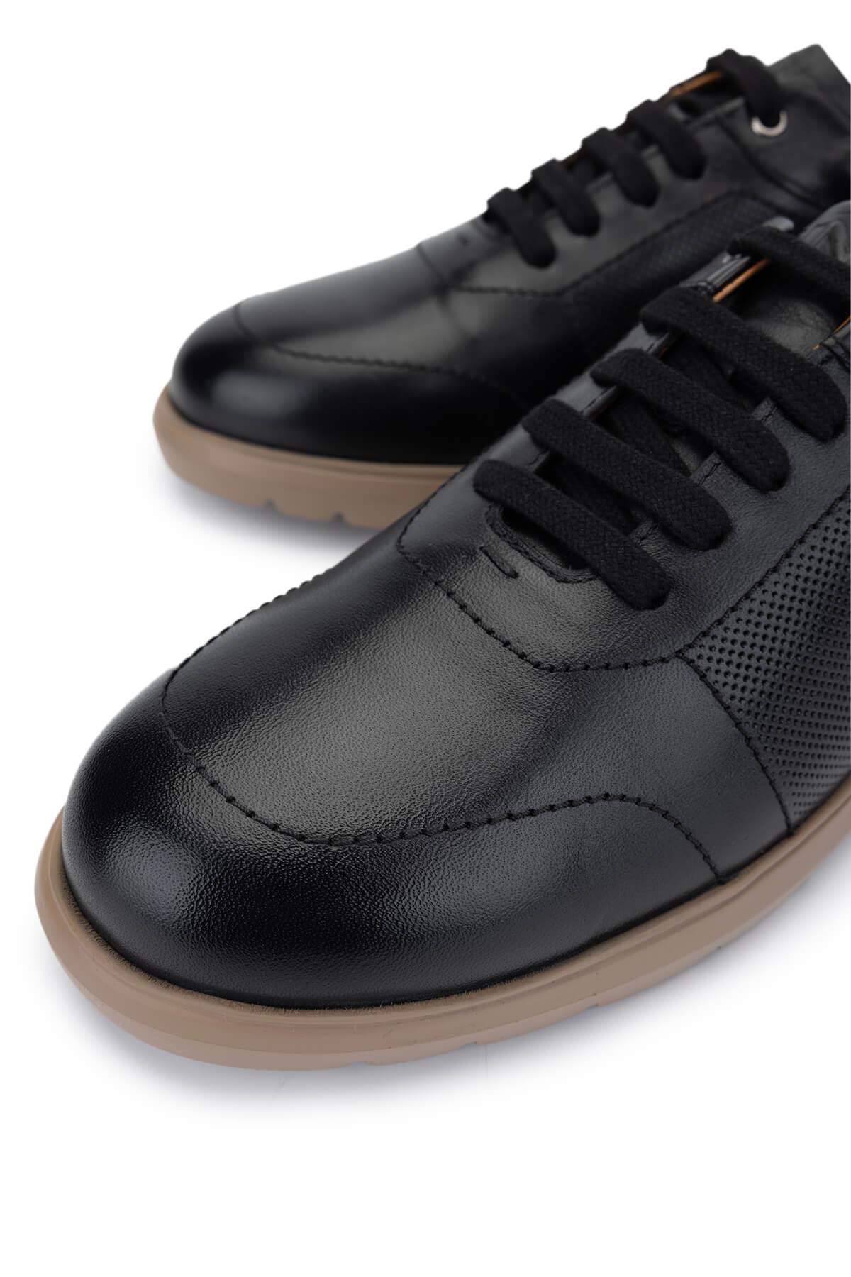 Tamer Tanca Erkek Hakiki Deri Siyah Sneakers & Spor Ayakkabı