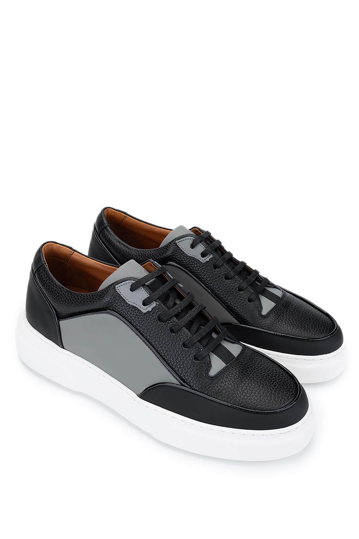 Tamer Tanca Erkek Hakiki Deri Siyah Sneakers & Spor Ayakkabı