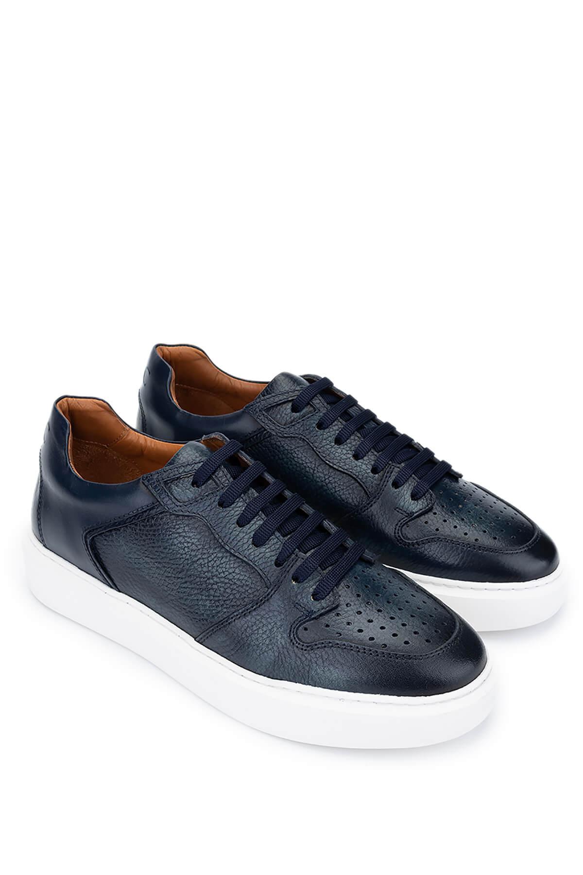 Tamer Tanca Erkek Hakiki Deri Lacivert Sneakers & Spor Ayakkabı