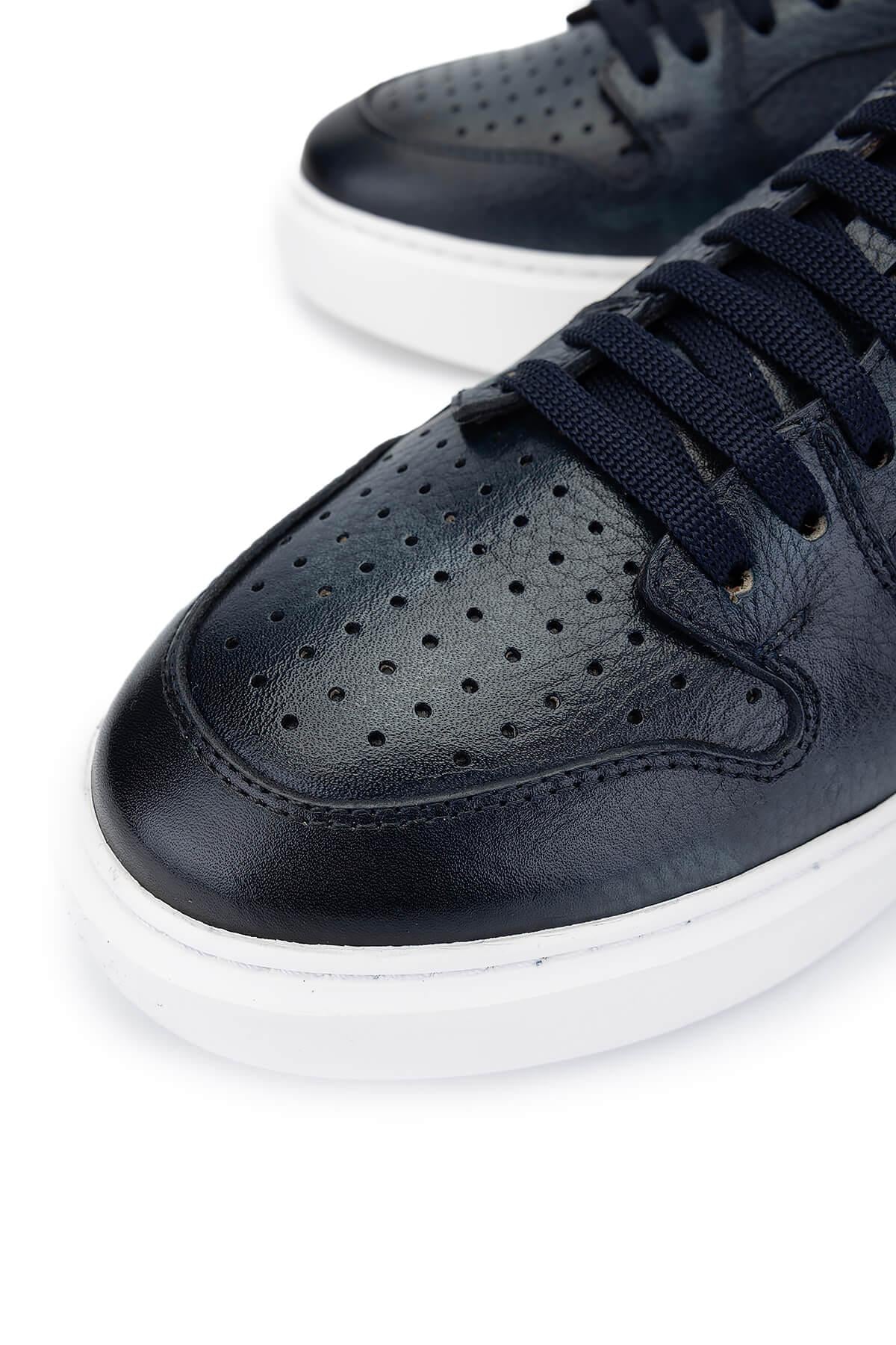 Tamer Tanca Erkek Hakiki Deri Lacivert Sneakers & Spor Ayakkabı