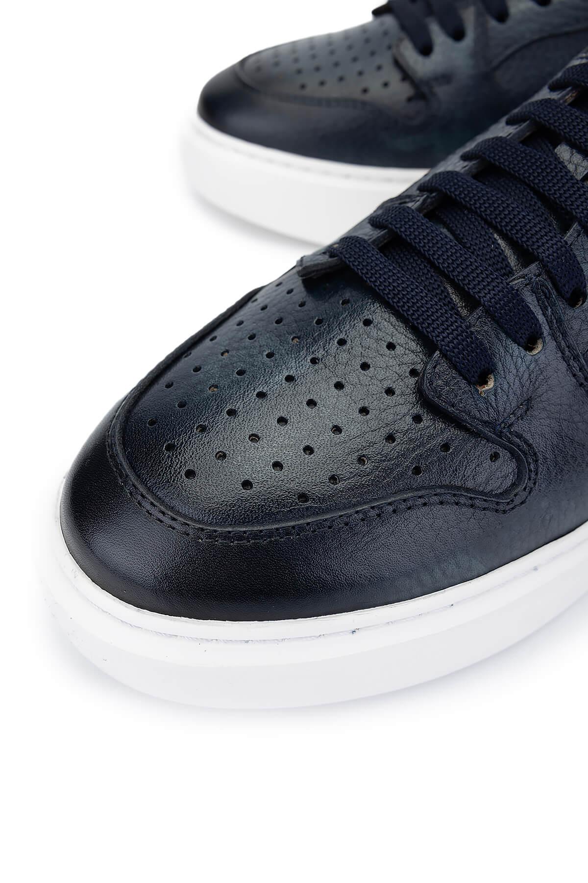 Tamer Tanca Erkek Hakiki Deri Lacivert Sneakers & Spor Ayakkabı
