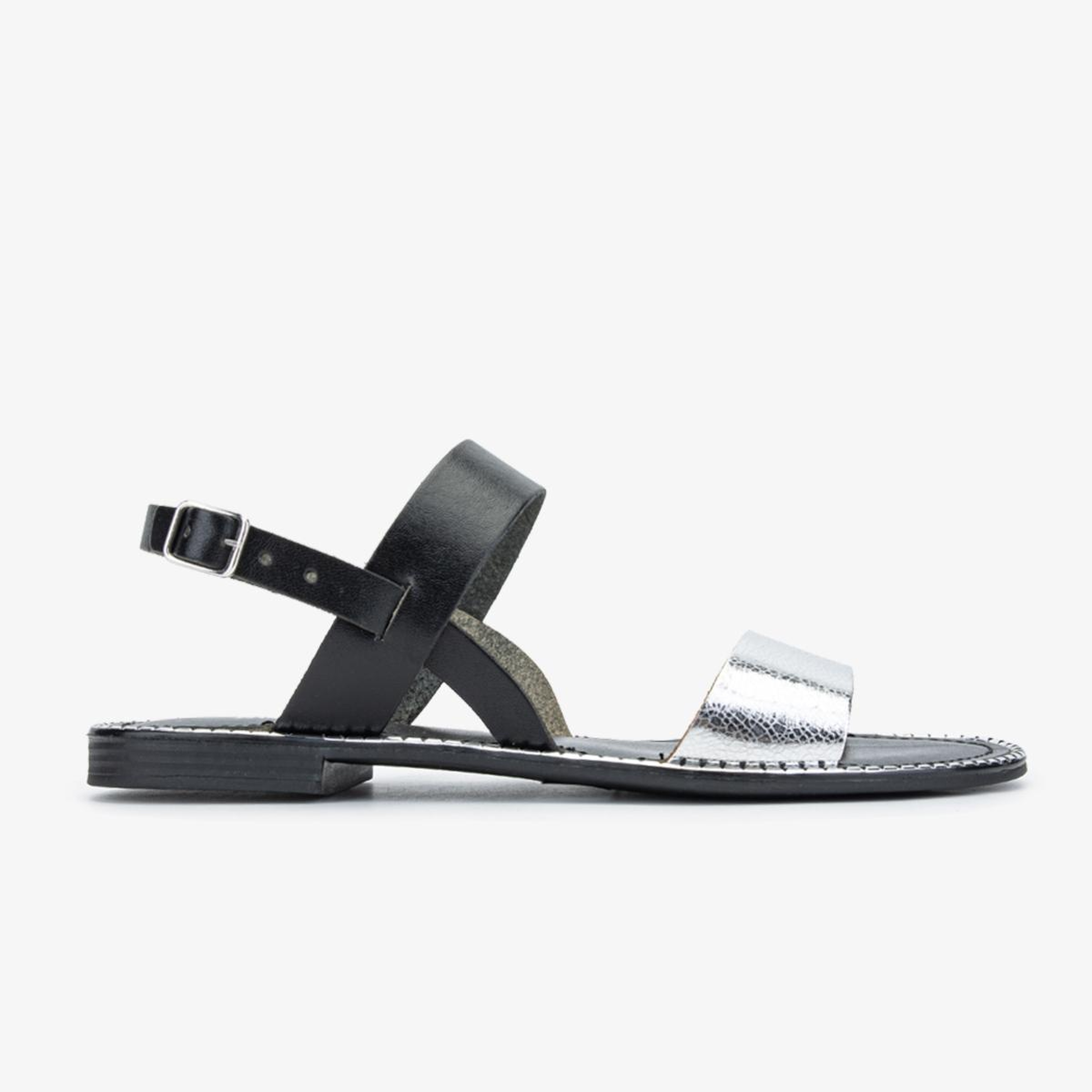 Valmenti Kadın Hakiki Deri Siyah Düz Sandalet