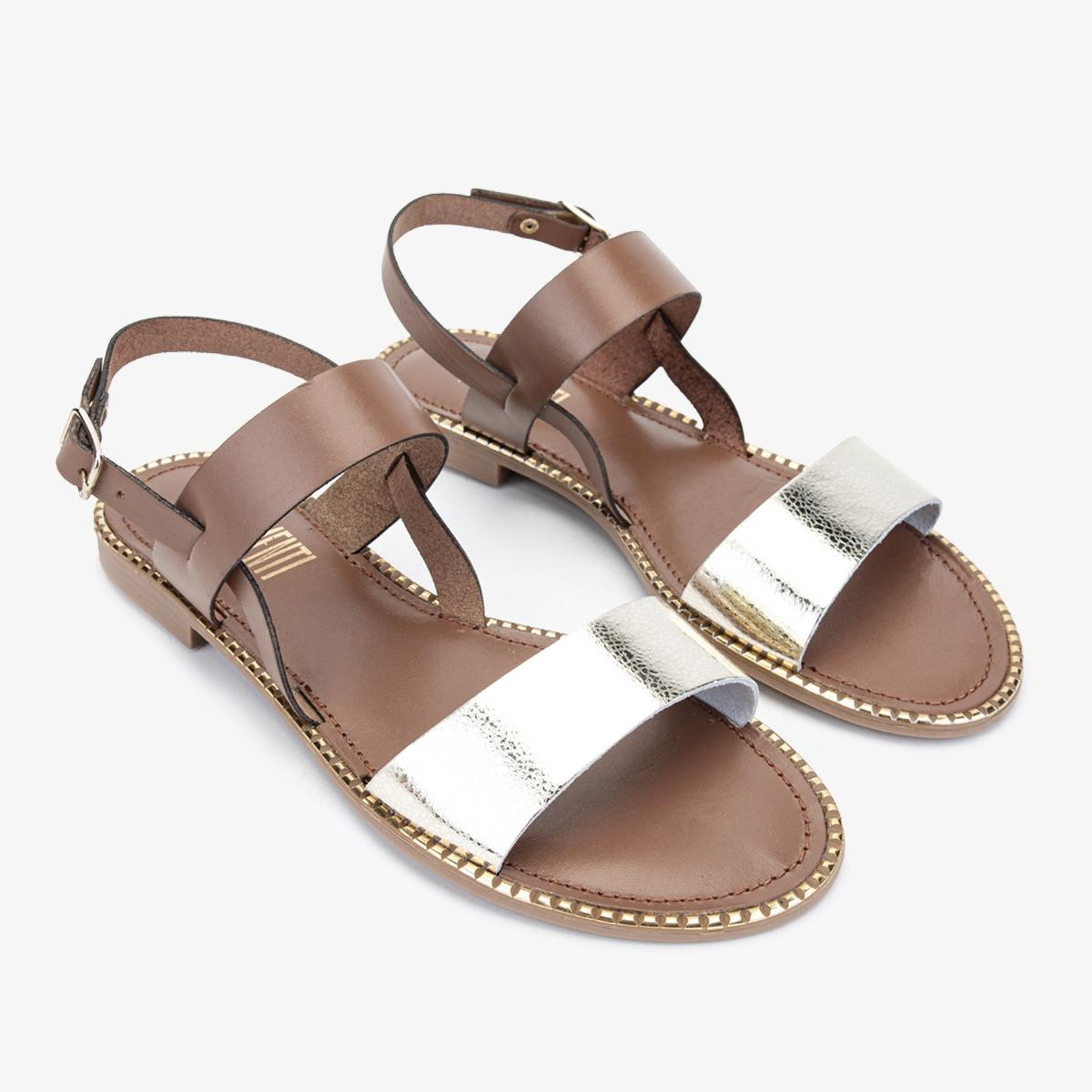 Valmenti Kadın Hakiki Deri Taba Düz Sandalet