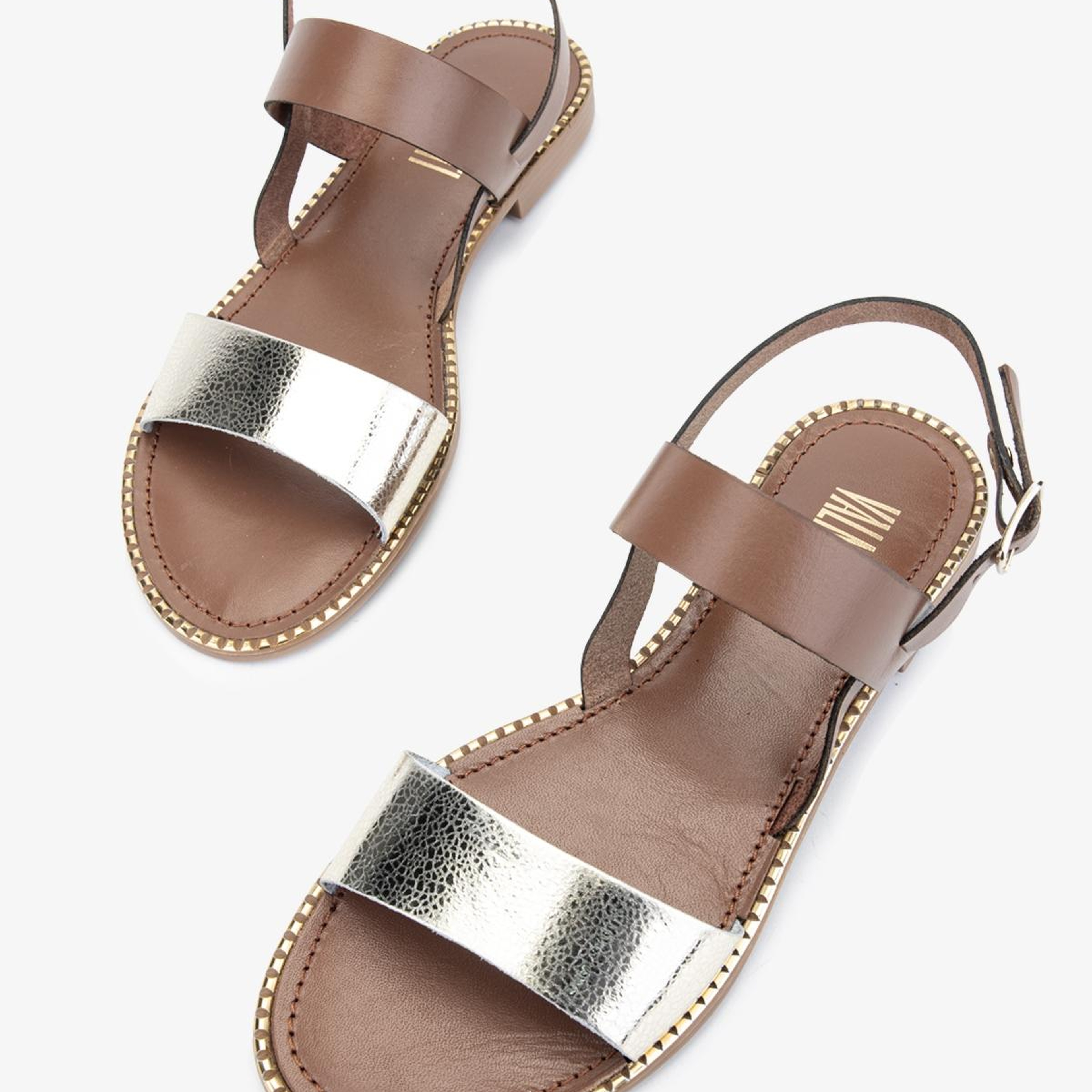 Valmenti Kadın Hakiki Deri Taba Düz Sandalet