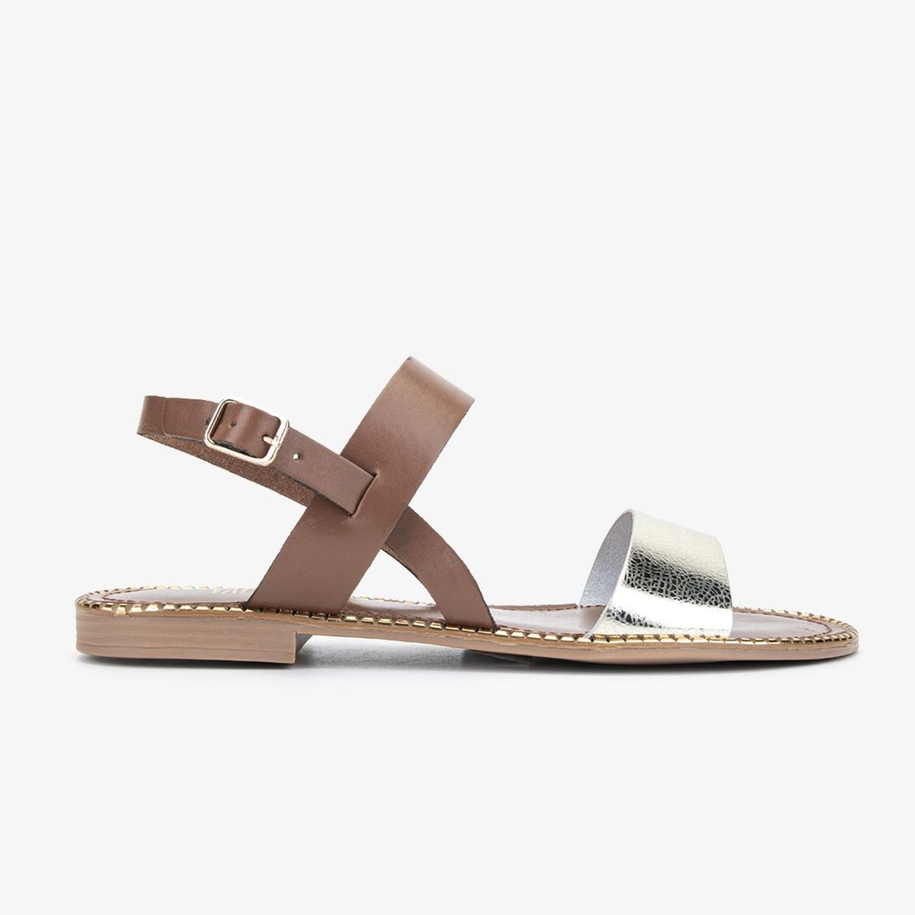 Valmenti Kadın Hakiki Deri Taba Düz Sandalet